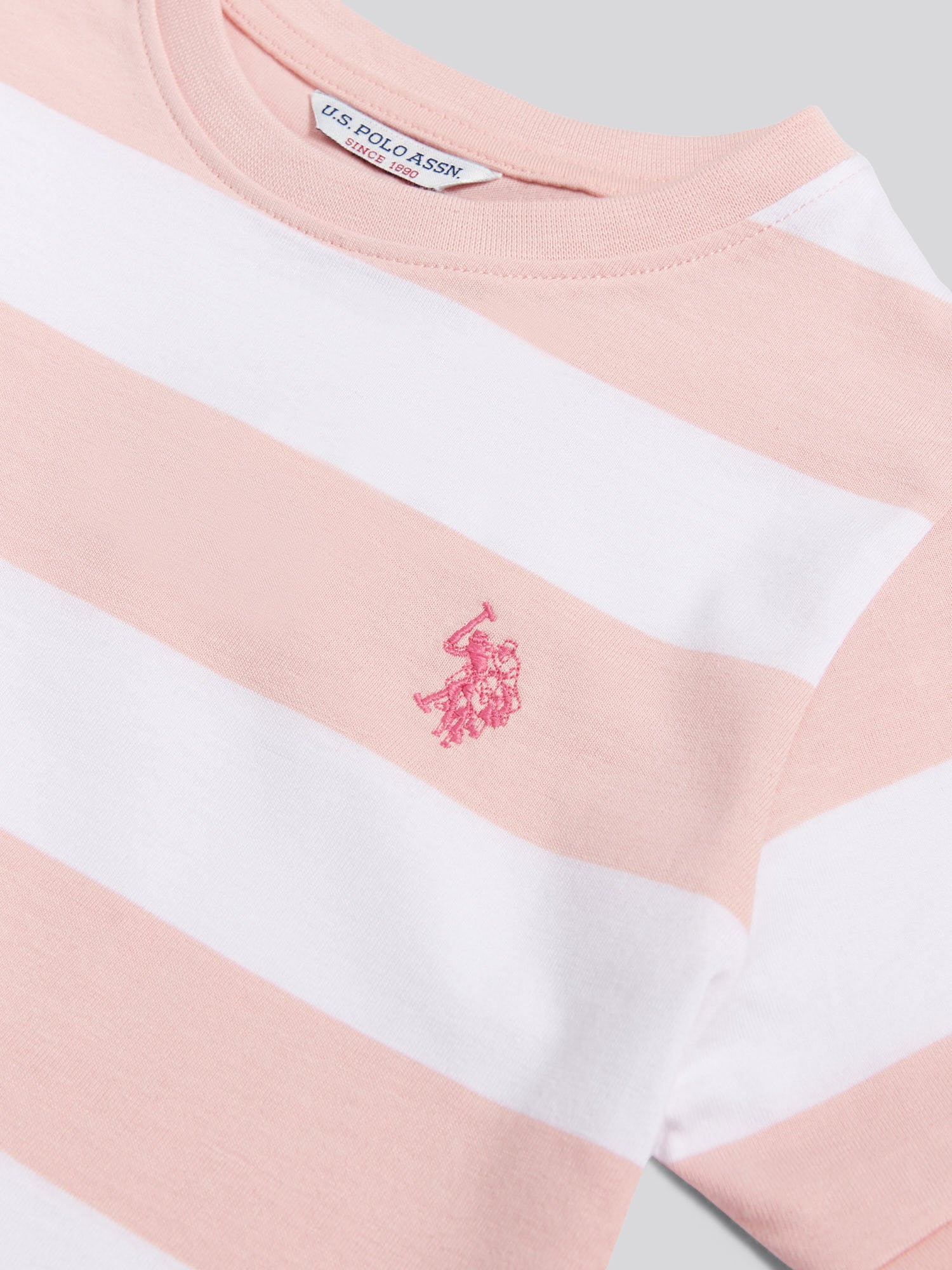 Girls Stripe Logo T-Shirt Crystal Rose - Image 7