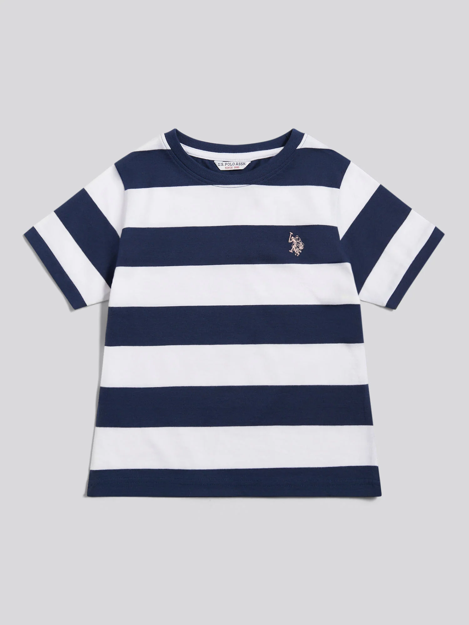 Girls Stripe Logo T-Shirt Navy Iris - Image 5