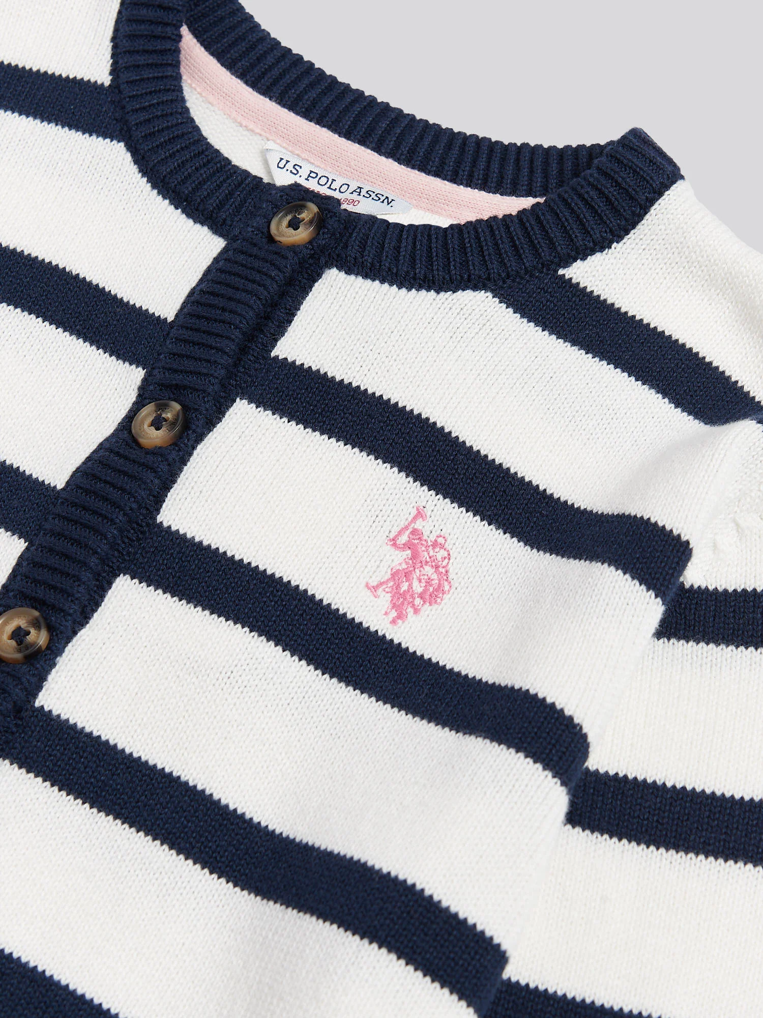 Girls Striped Knit Cardigan Bright White - Image 7