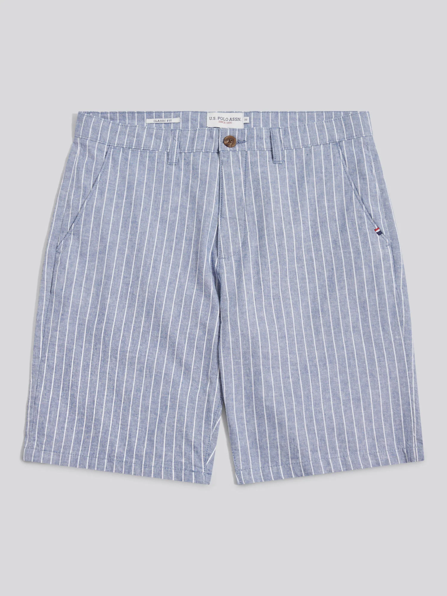 Mens Striped Linen Blend Chino Short Blue Horizon - Image 5