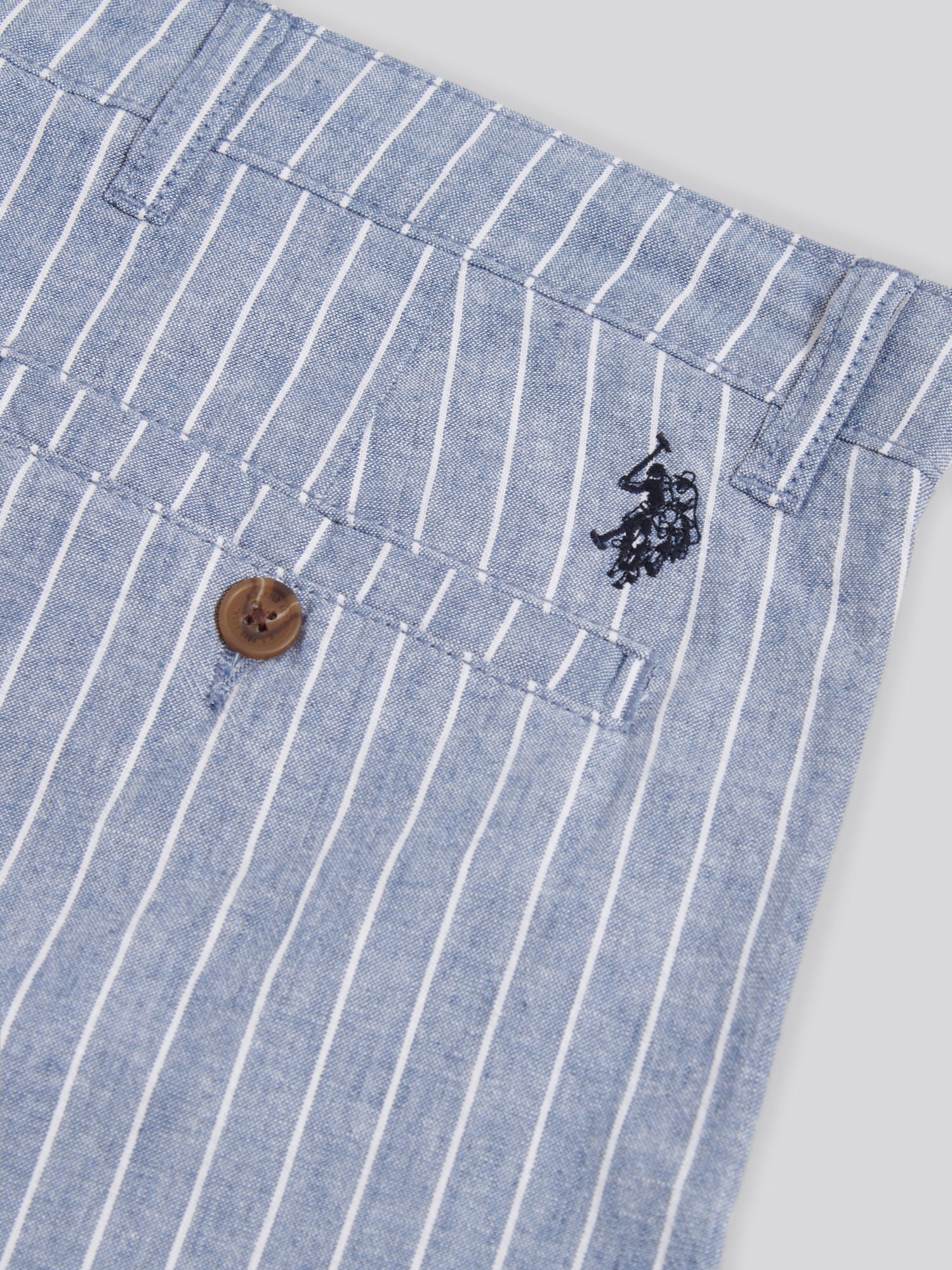 Mens Striped Linen Blend Chino Short Blue Horizon - Image 7