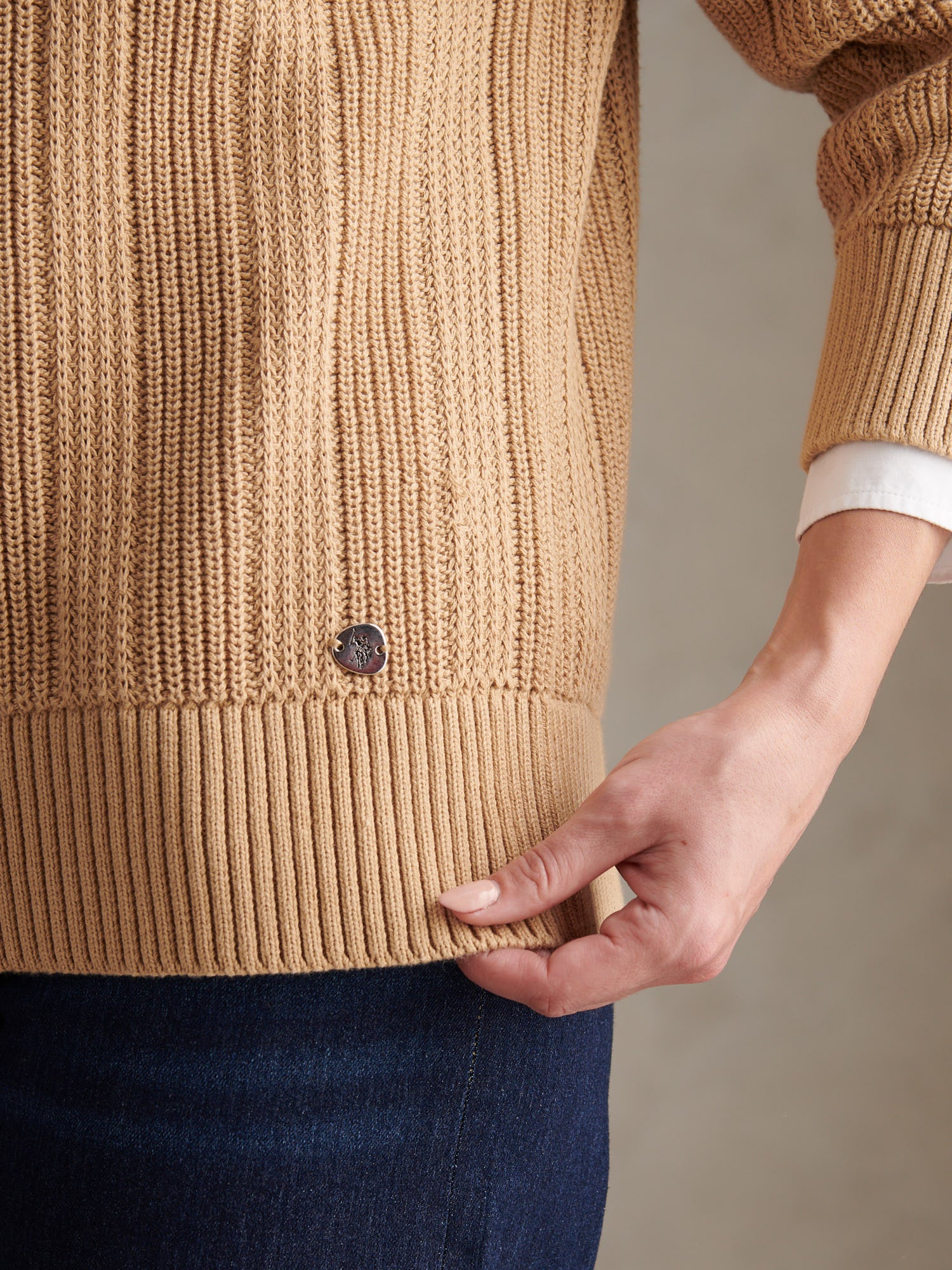 Womens Pure Cotton V Neck Jumper Incense - Image 2