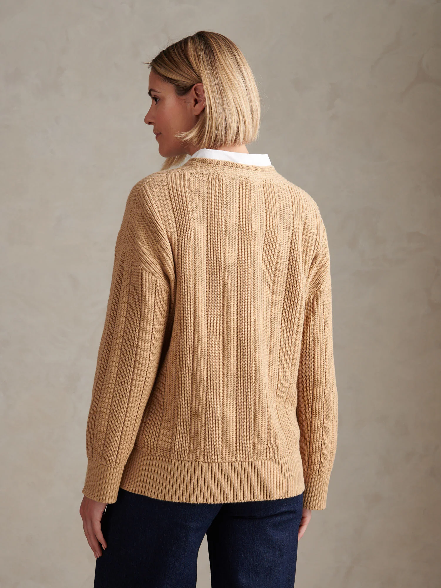 Womens Pure Cotton V Neck Jumper Incense - Image 4