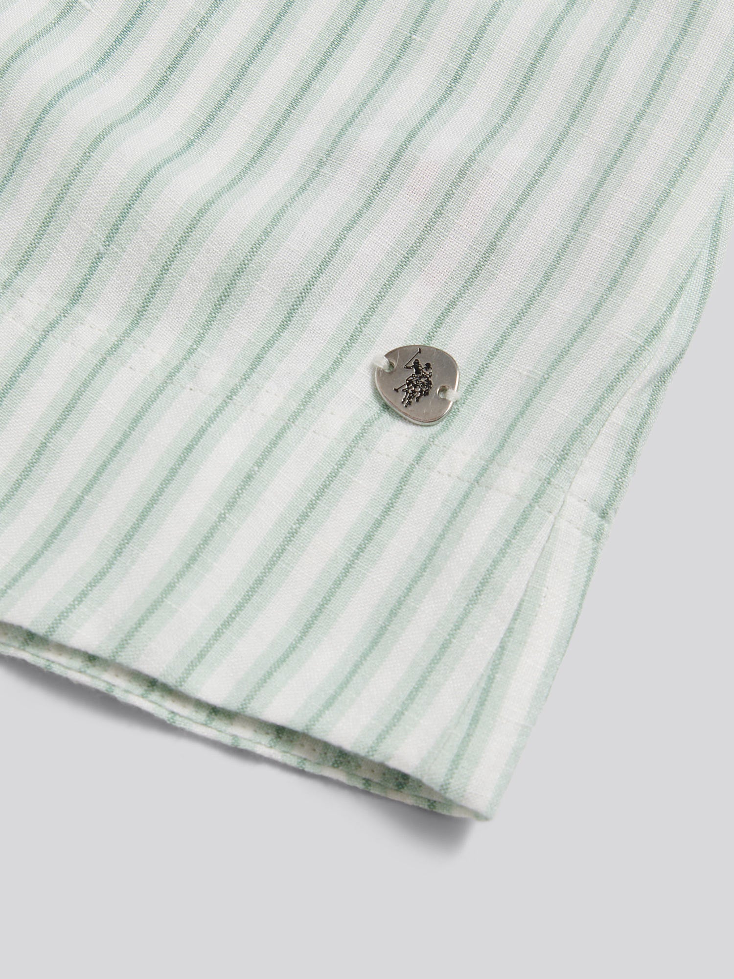 Womens Linen Blend Stripe V-Neck Shell Top Misty Jade - Image 7