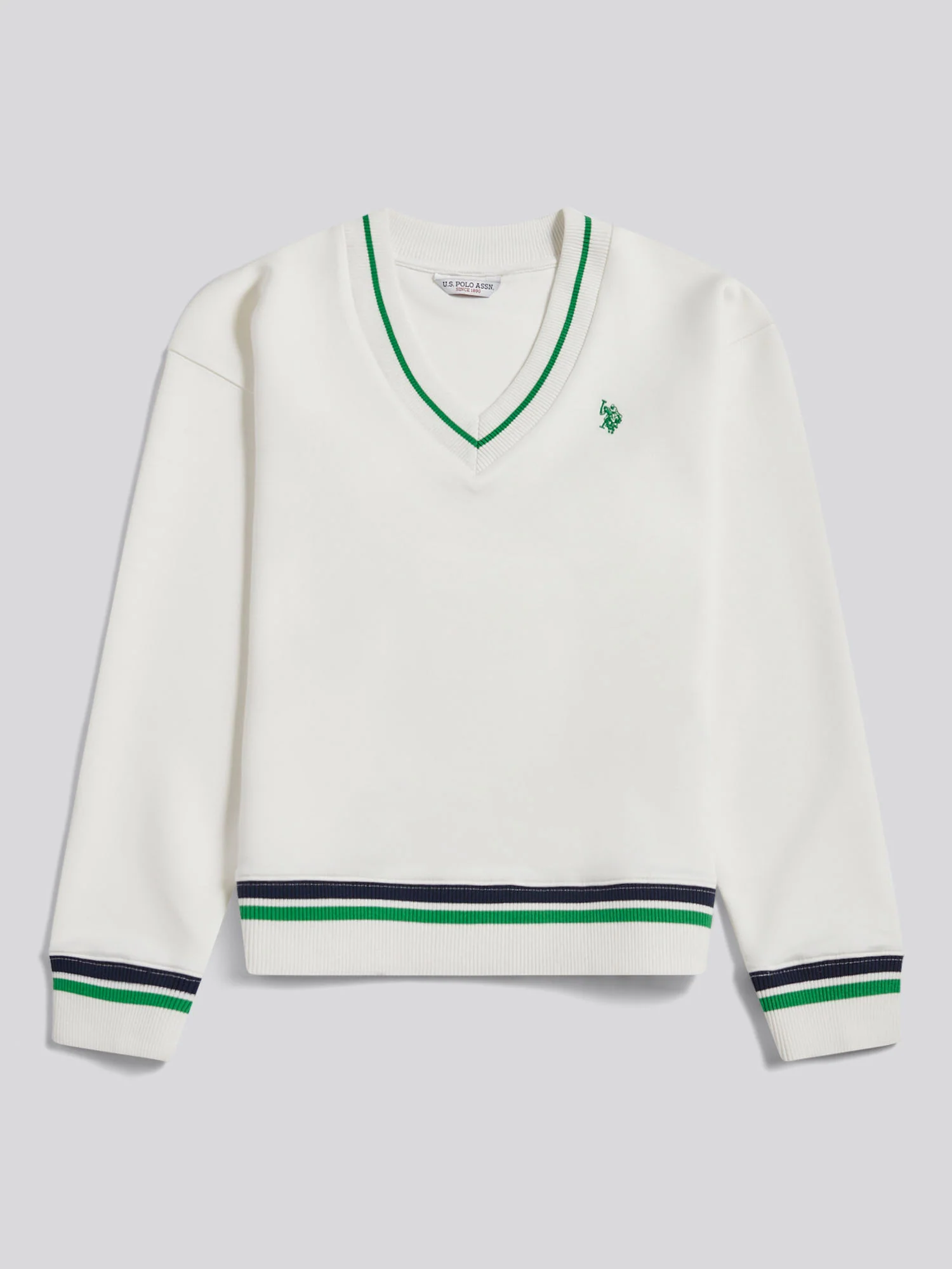 Womens Tipped V Neck Sweatshirt Marshmallow - Image 6