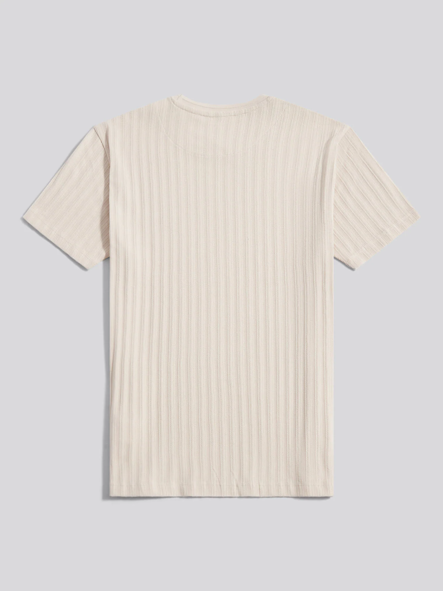 Mens Vertical Texture Loose Knit T-Shirt Beige - Image 6