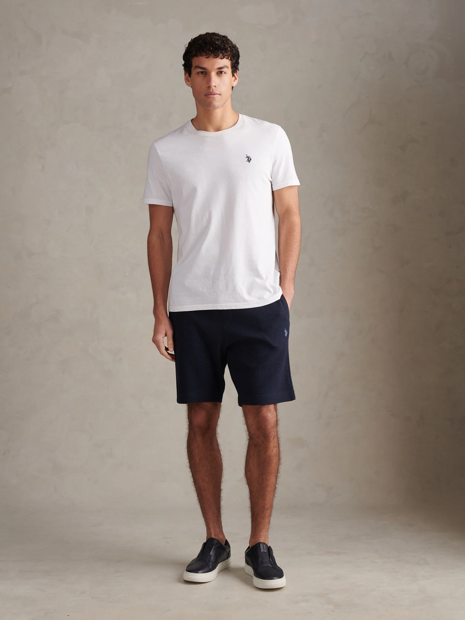 Mens Waffle Sweat Shorts Dark Sapphire Navy - Image 3