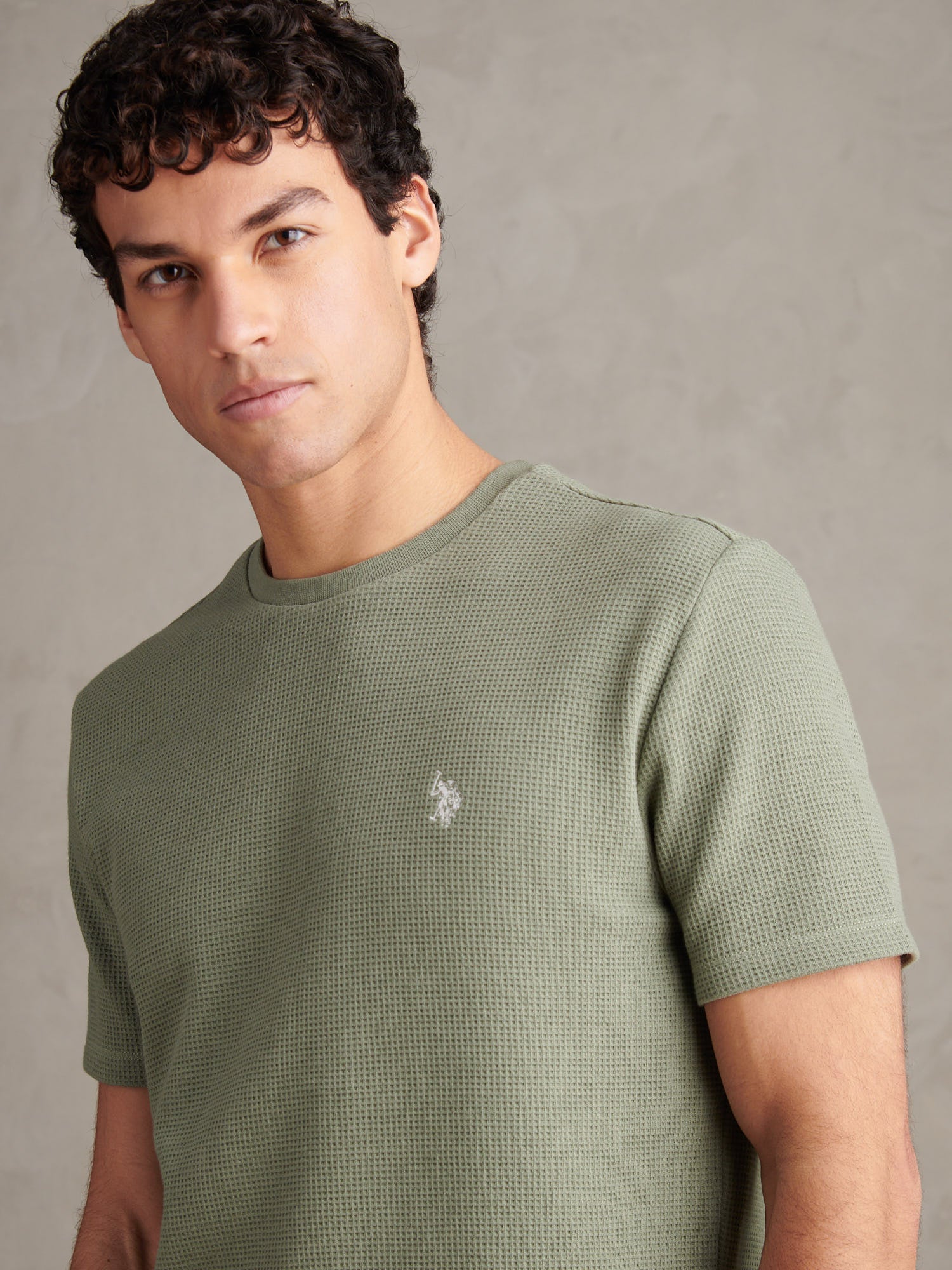 Mens Waffle Jersey T-Shirt Sea Spray - Image 2