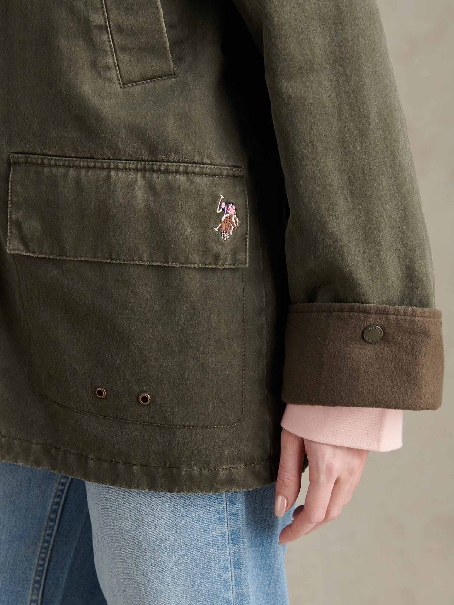 Womens Waxed Cotton Short Parka Chimera - Image 3