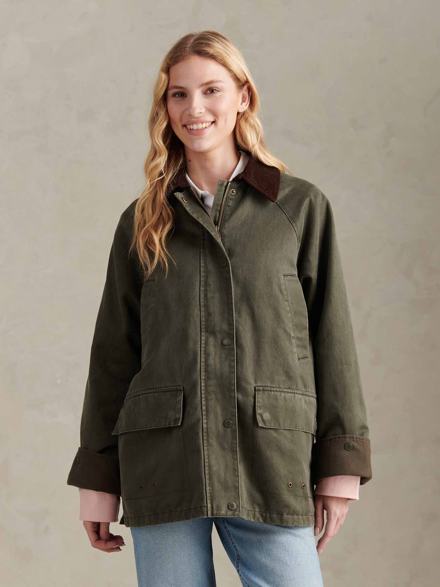 Womens Waxed Cotton Short Parka Chimera - Image 7