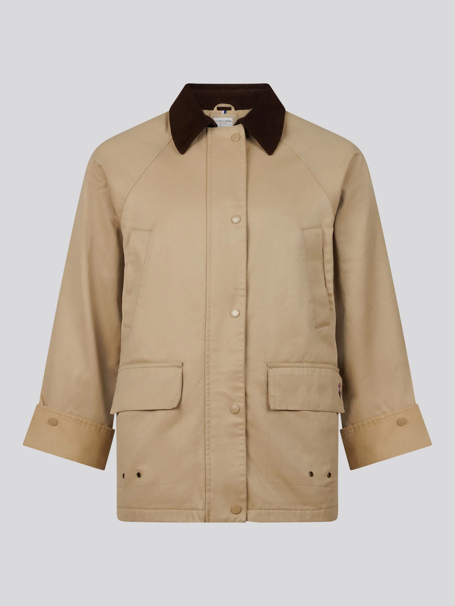 Womens Waxed Cotton Short Parka Trench Coat - Image 9