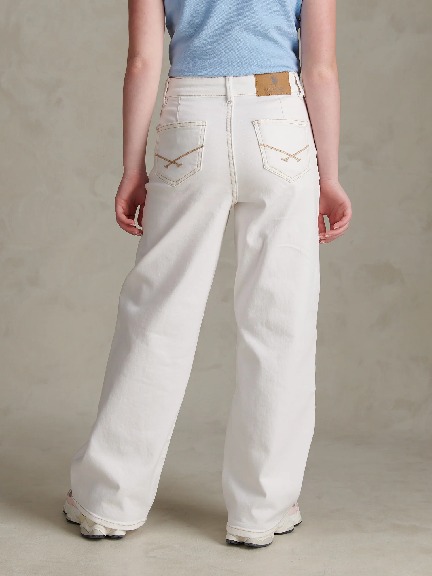Girls Wide Leg Denim Jeans Bright White - Image 4