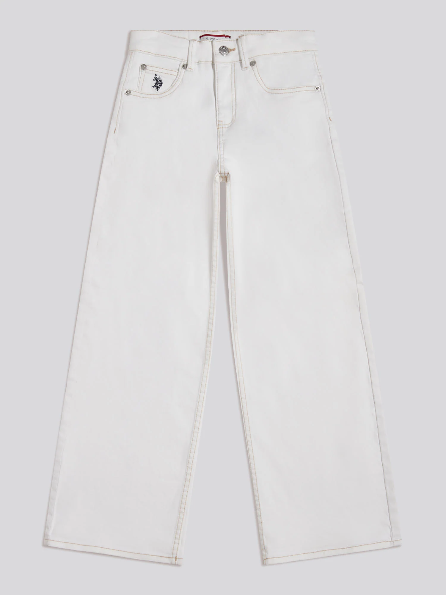 Girls Wide Leg Denim Jeans Bright White - Image 6