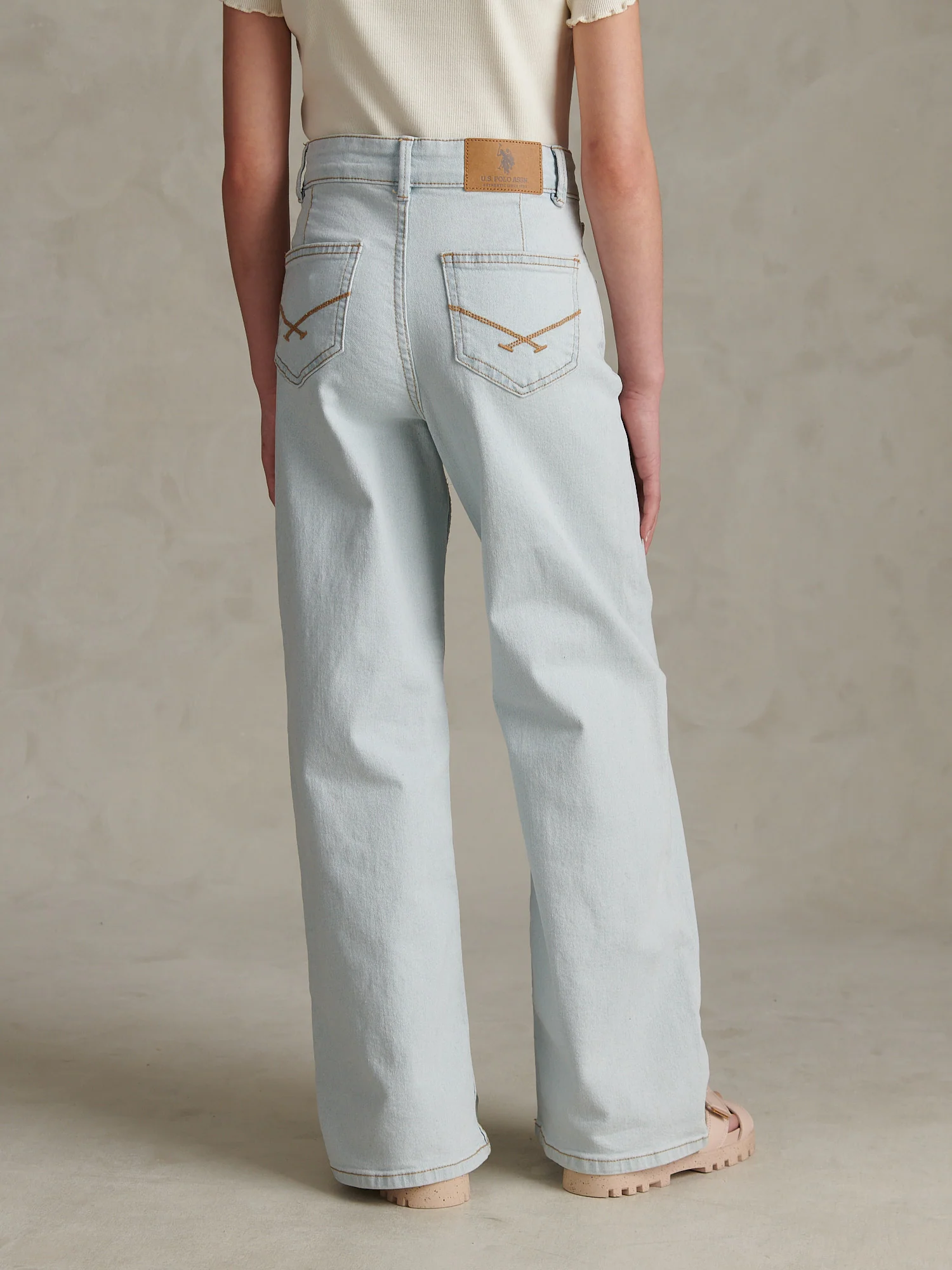 Girls Wide Leg Denim Jeans Light Wash - Image 4