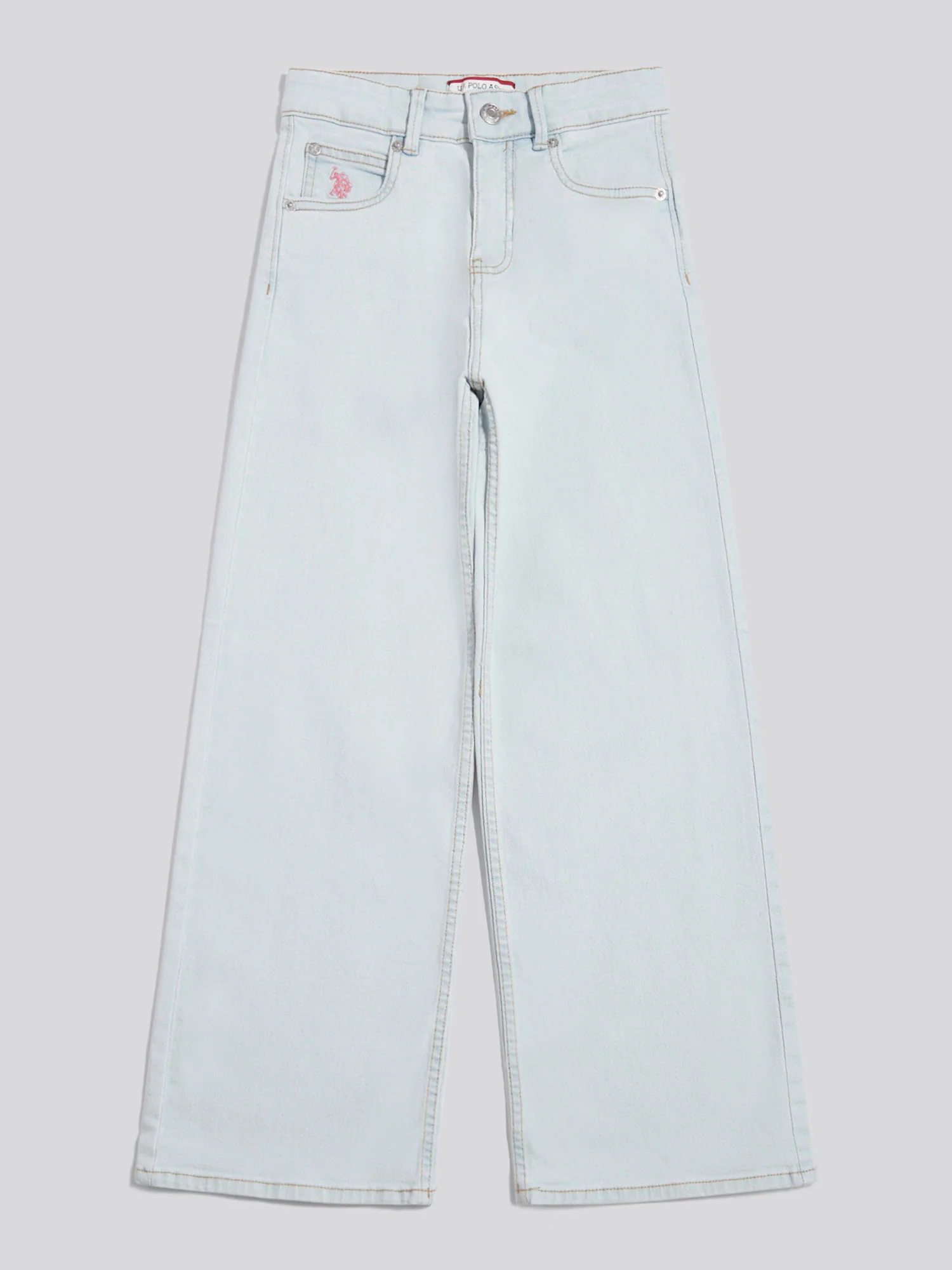 Girls Wide Leg Denim Jeans Light Wash - Image 6