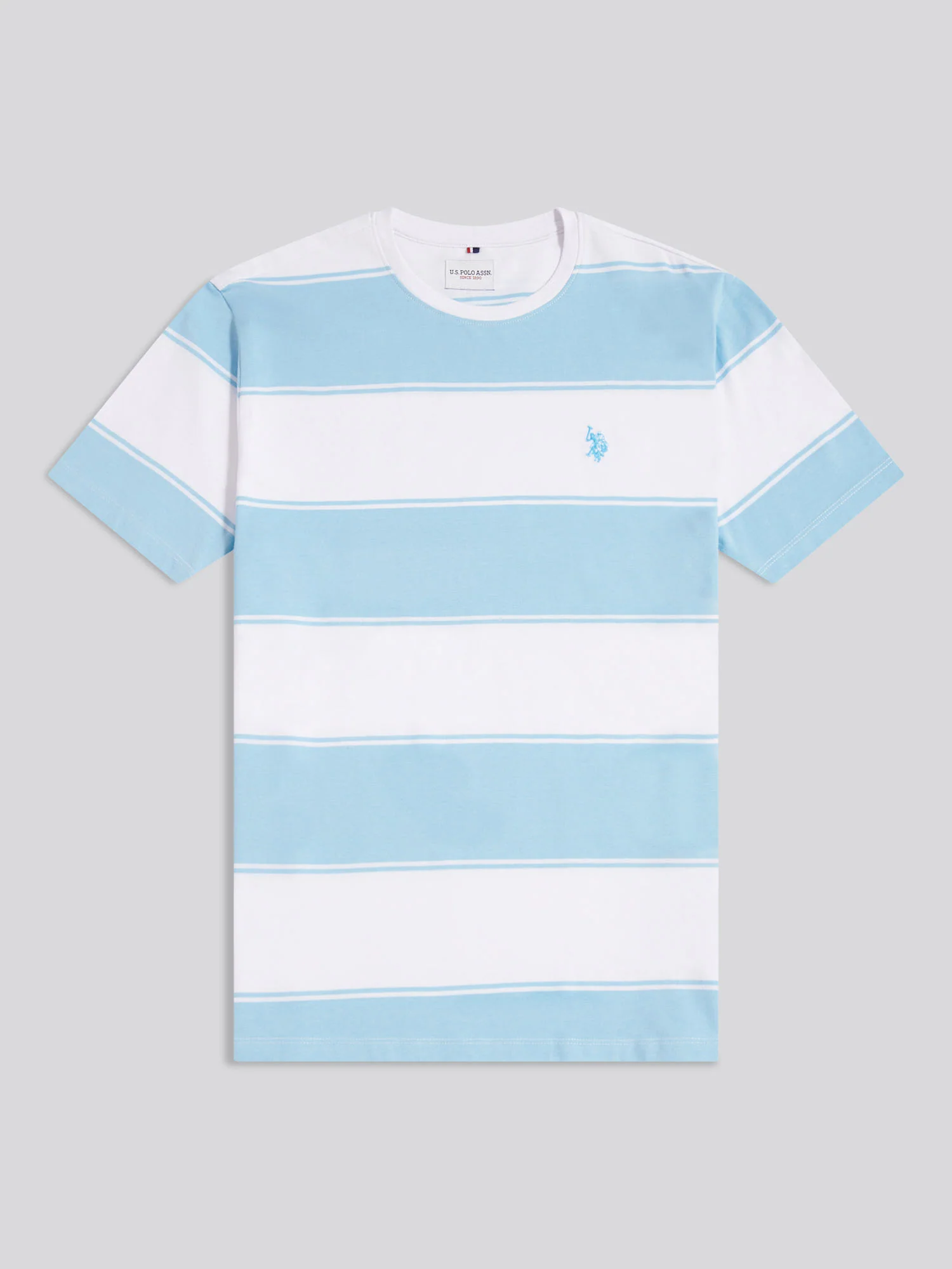 Mens Wide Stripe T-Shirt Air Blue - Image 5