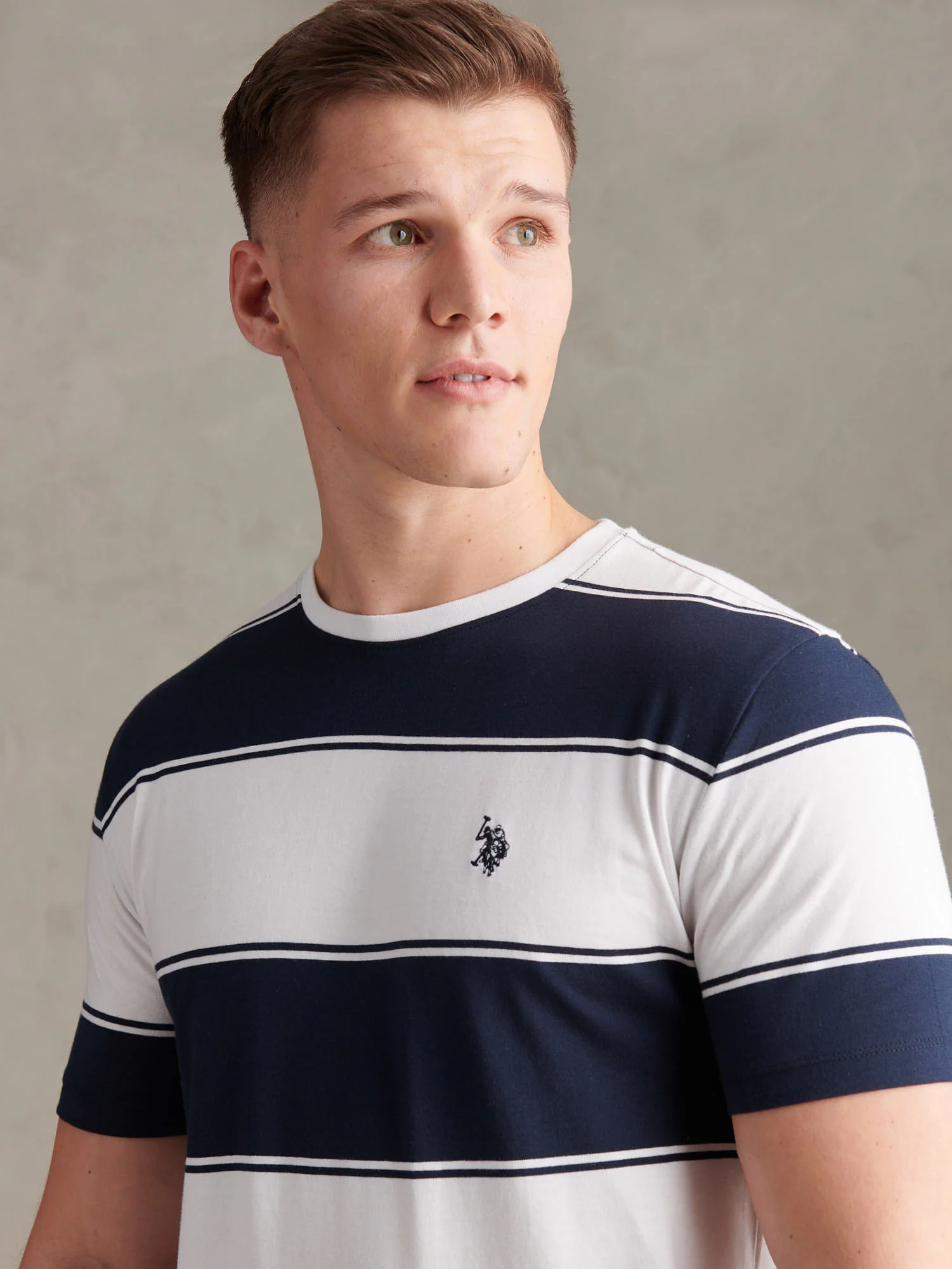 Mens Wide Stripe T-Shirt Dark Sapphire Navy - Image 2
