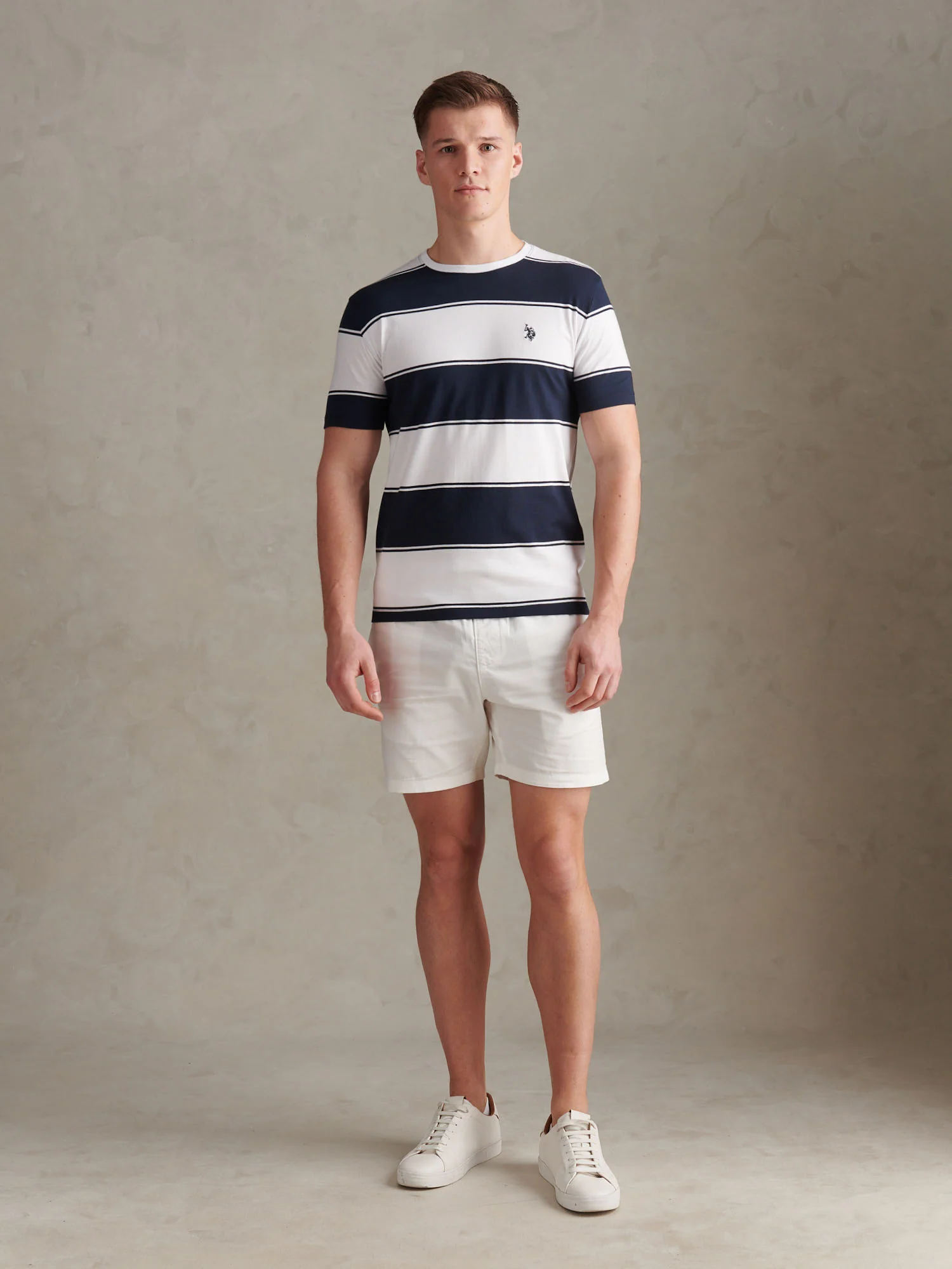 Mens Wide Stripe T-Shirt Dark Sapphire Navy - Image 3