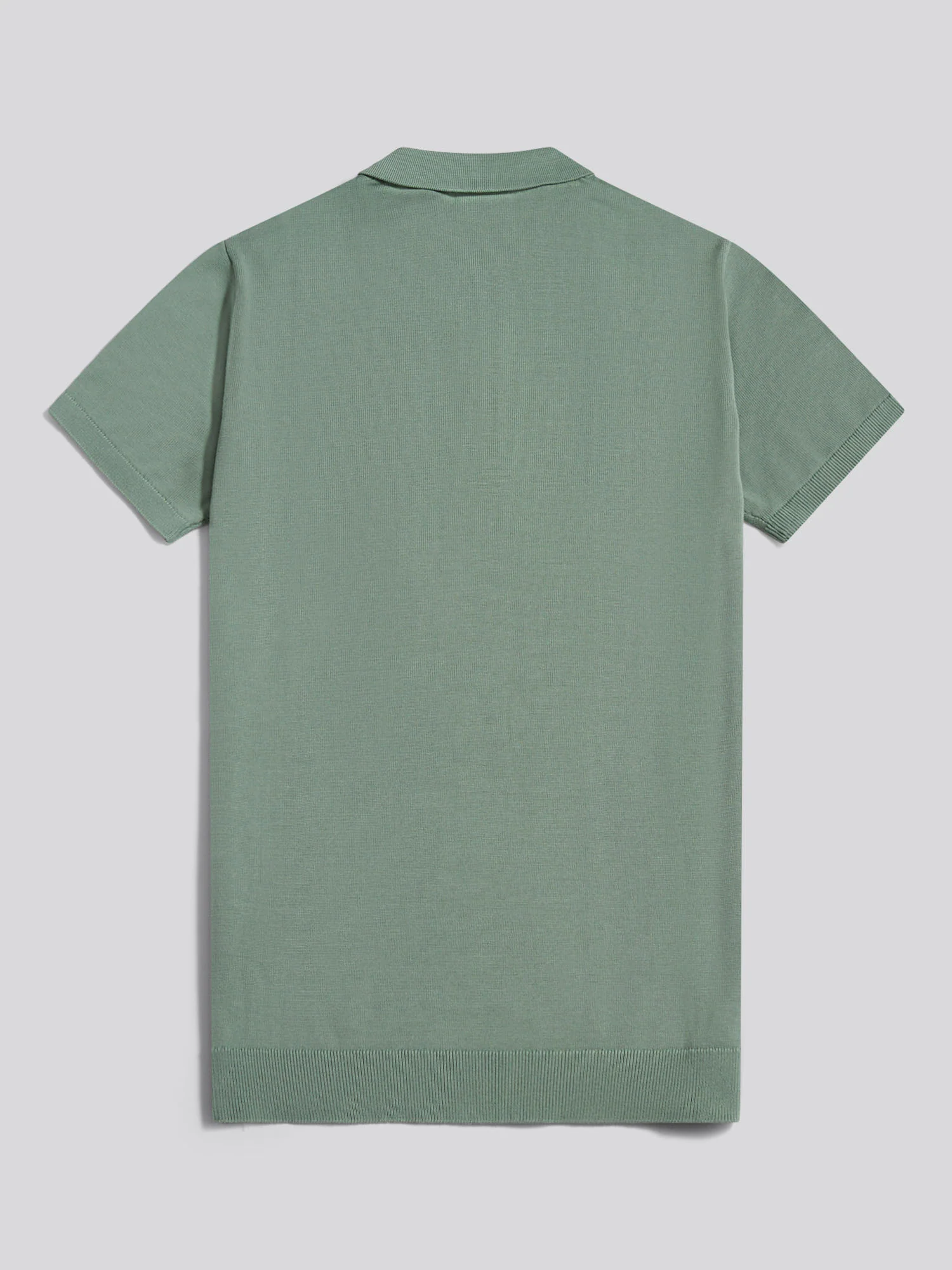 Mens Wide Texture Zip Knit Polo Shirt Green Bay - Image 6