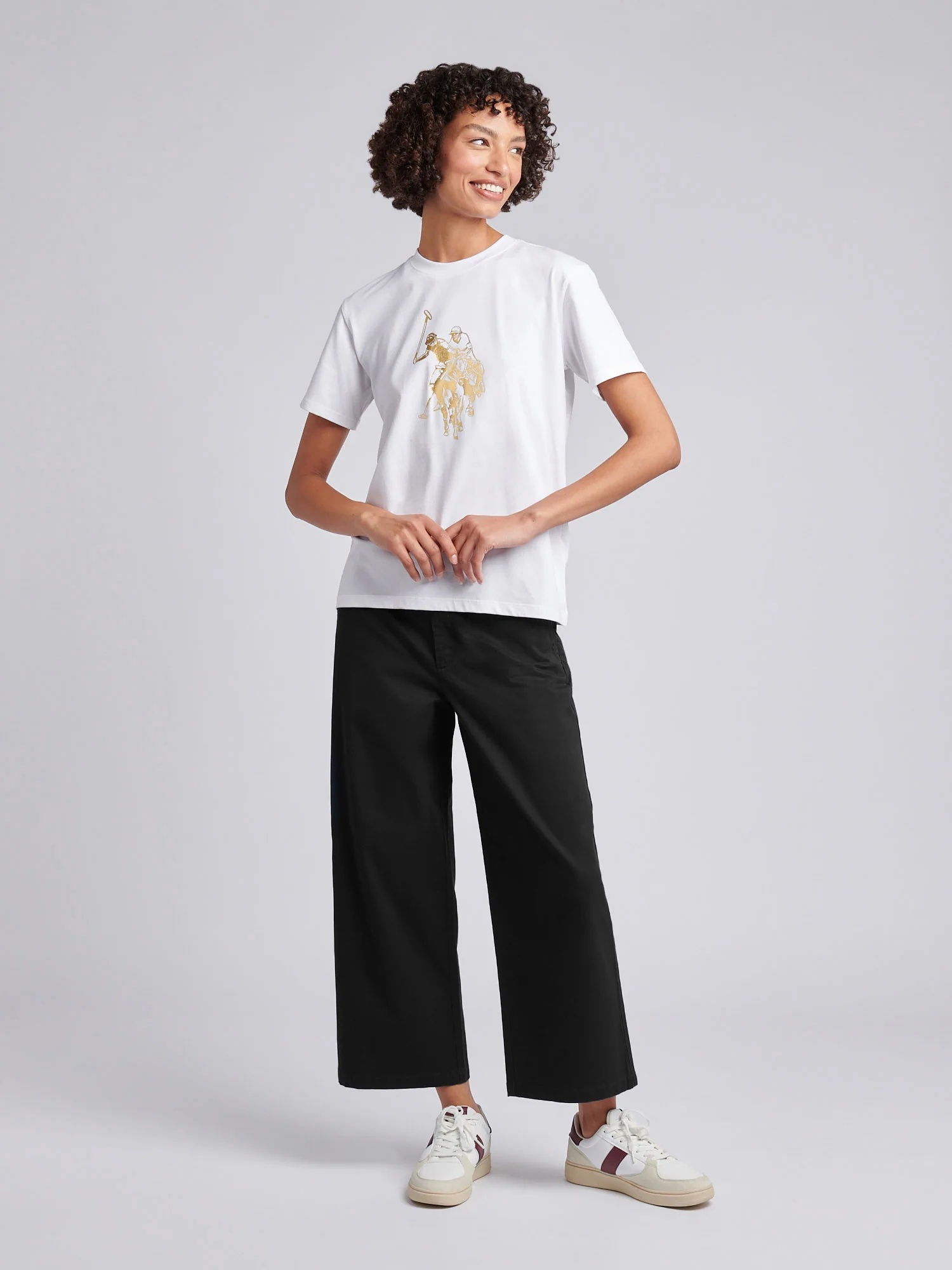 Womens Ankle Wide Leg Chino Trouser in Black - Image 3
