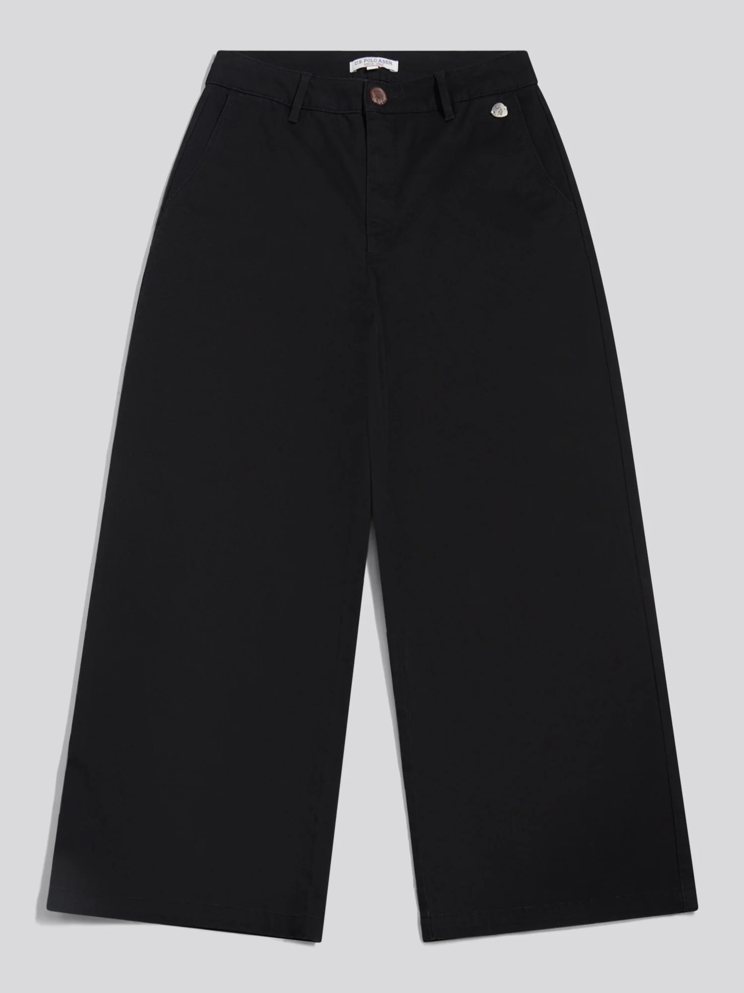 Womens Ankle Wide Leg Chino Trouser in Black - Image 5