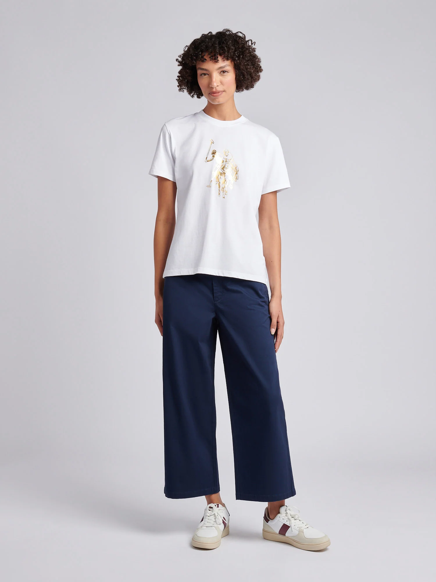 Womens Ankle Wide Leg Chino Trouser in Navy Iris - Image 3