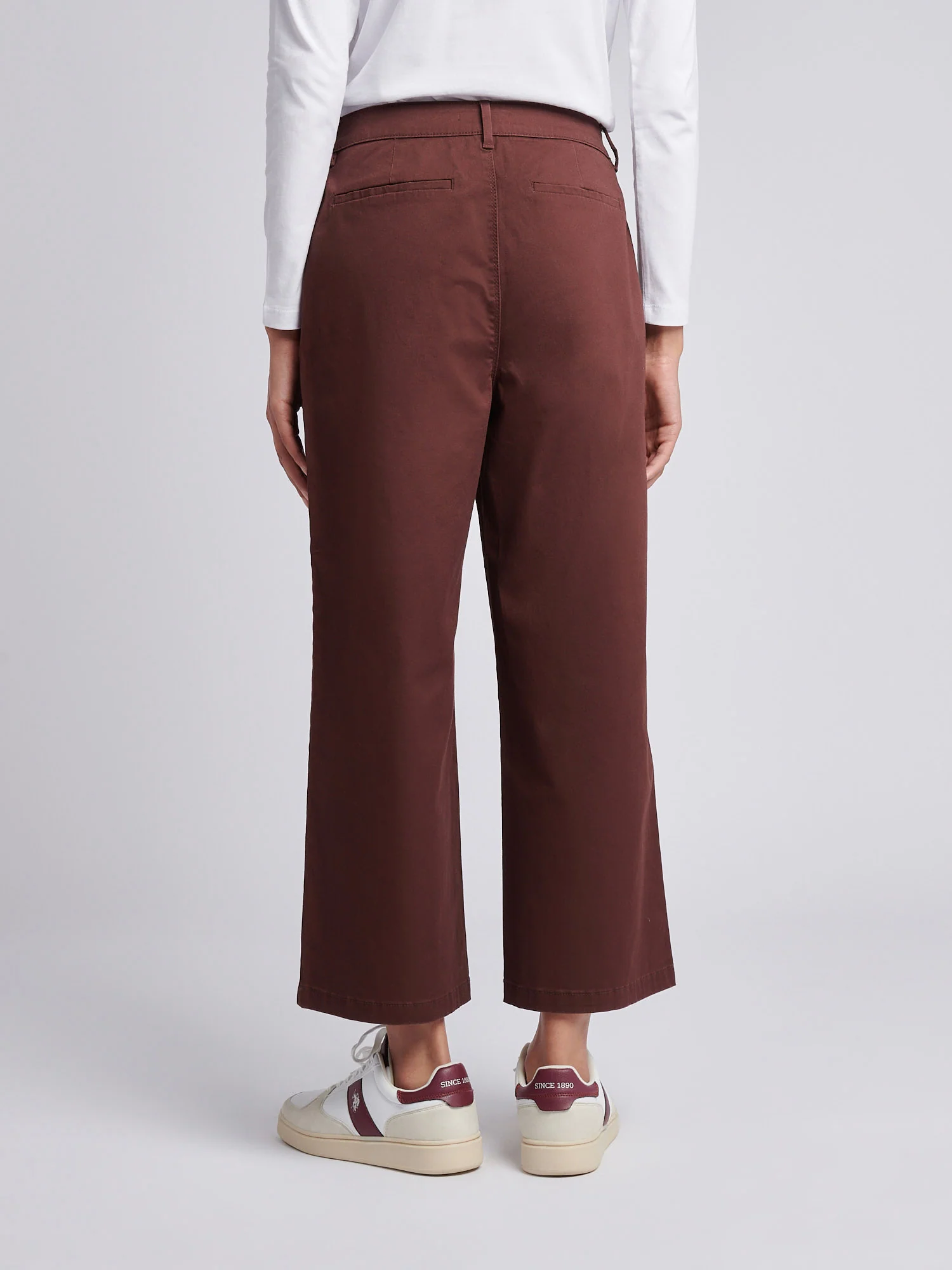 Womens Ankle Wide Leg Chino Trouser in Puce - Image 4