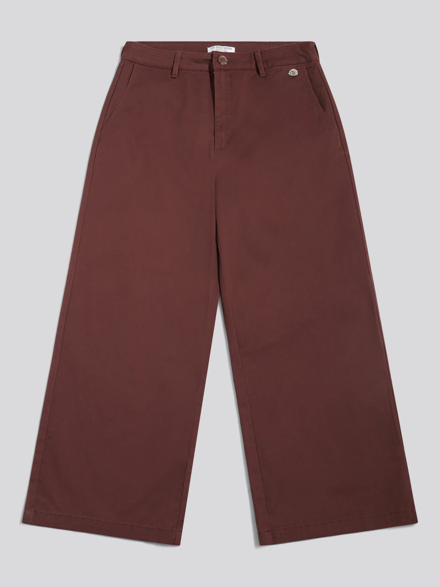 Womens Ankle Wide Leg Chino Trouser in Puce - Image 5