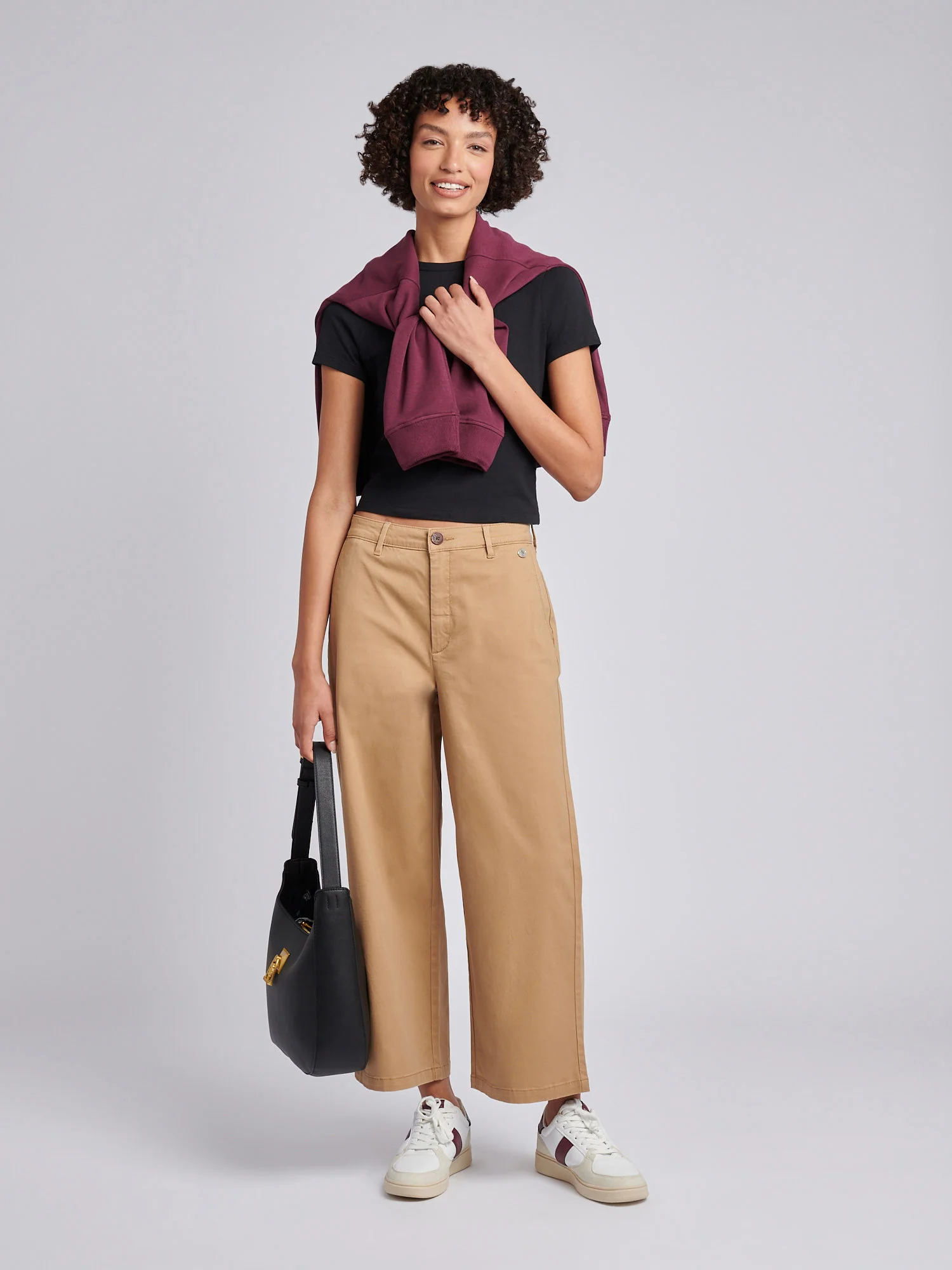 Womens Ankle Wide Leg Chino Trouser in Tigers Eye - Image 3