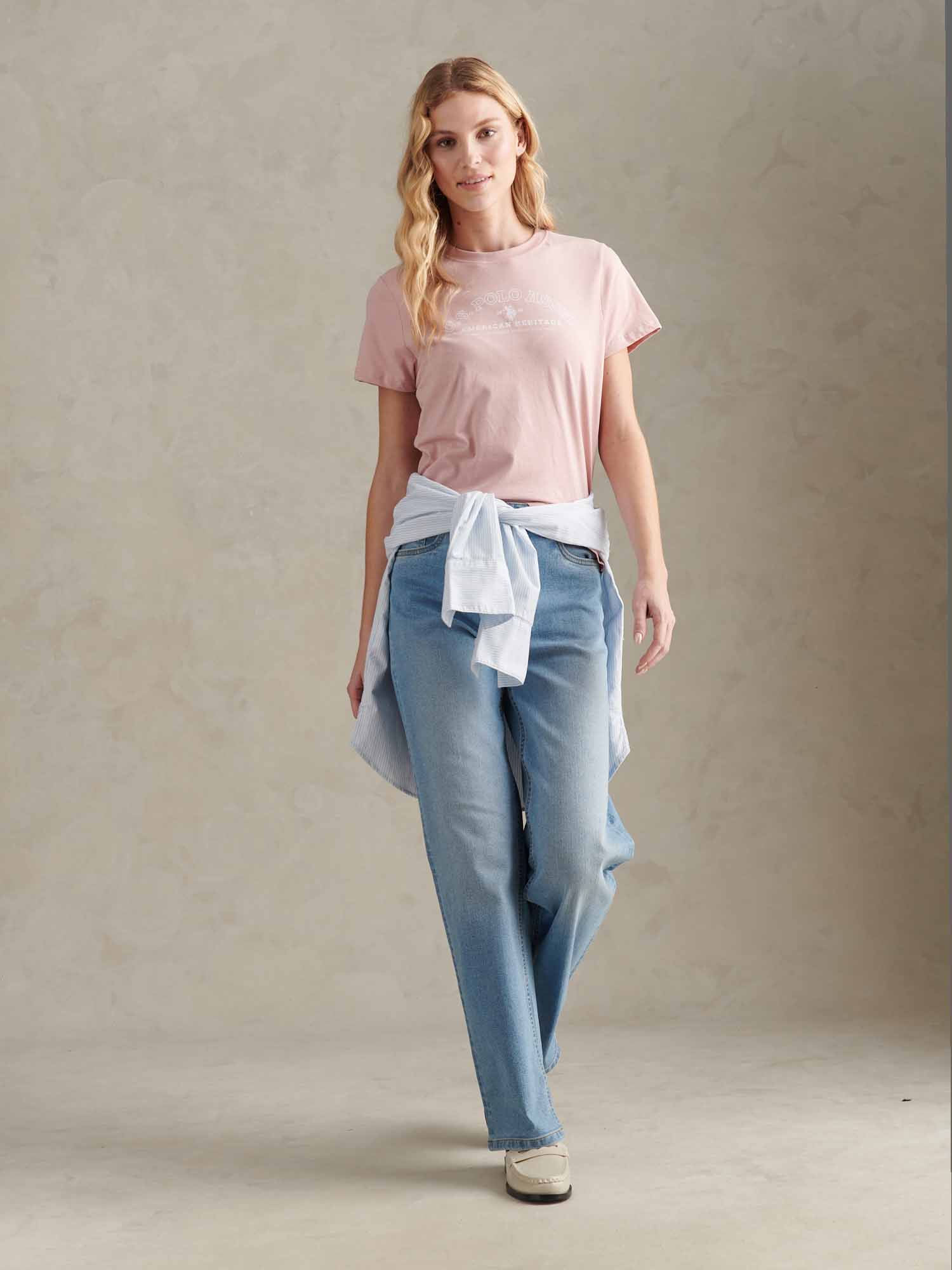 Womens Arc Graphic T-Shirt in Pale Mauve - Image 5