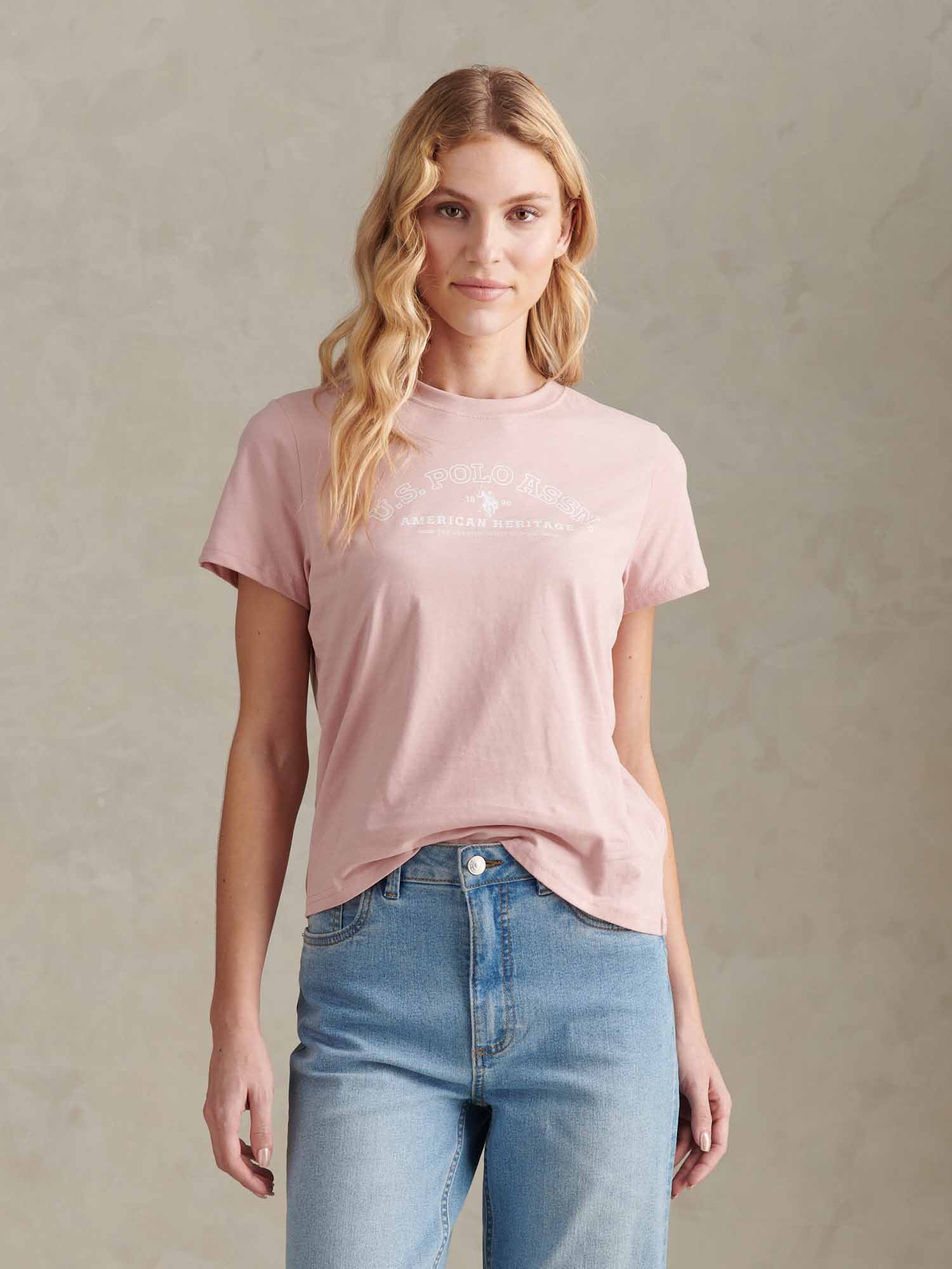Womens Arc Graphic T-Shirt in Pale Mauve - Image 7
