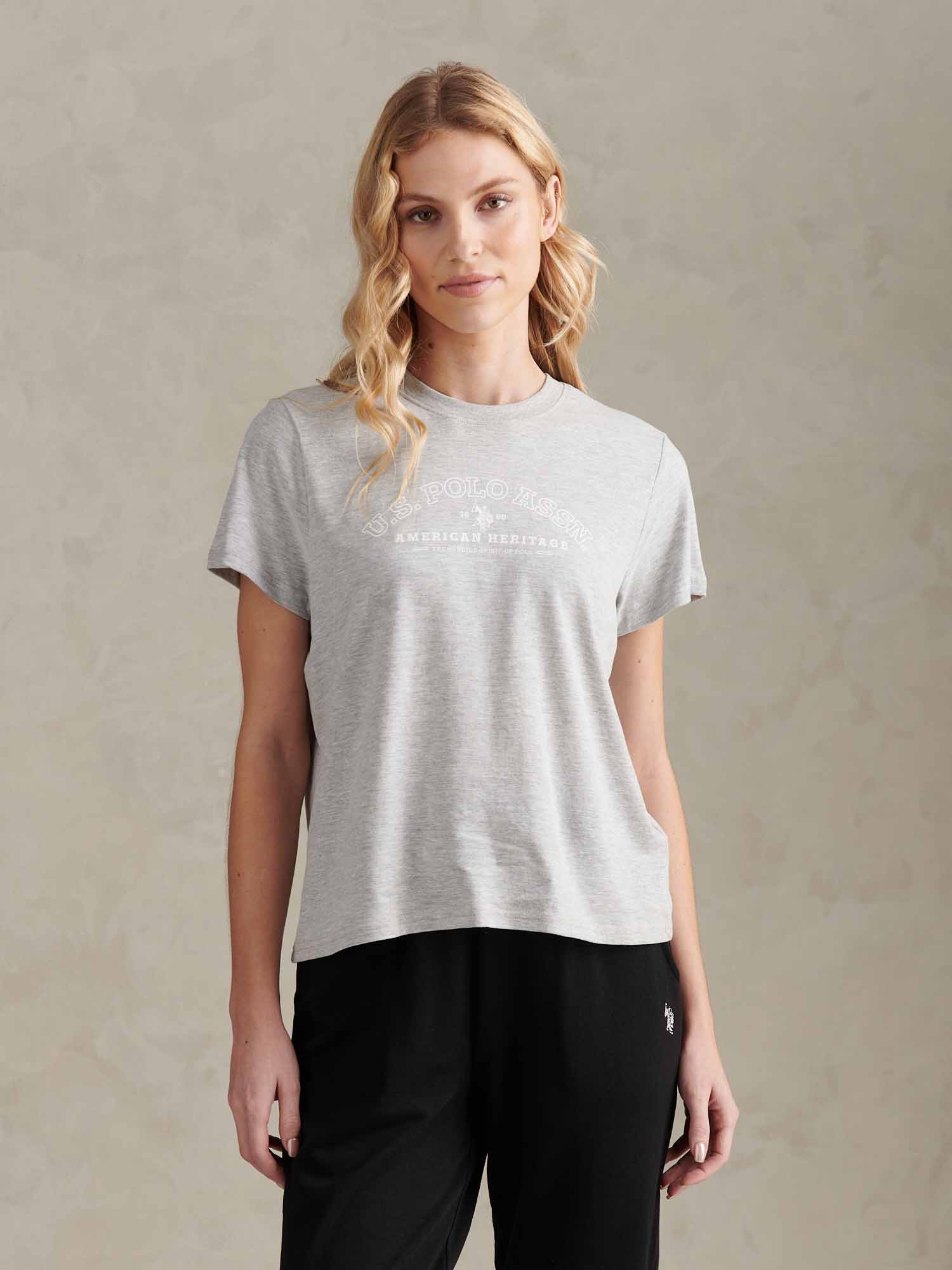 Womens Arc Graphic T-Shirt in Pearl Grey Marl - Image 6
