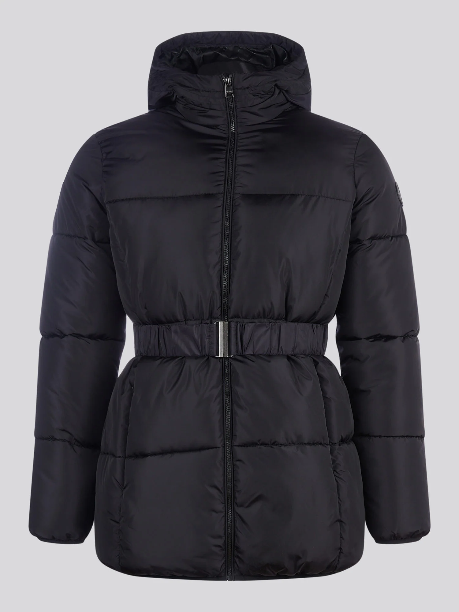 Womens Belted Puffer Jacket in Black - Image 6