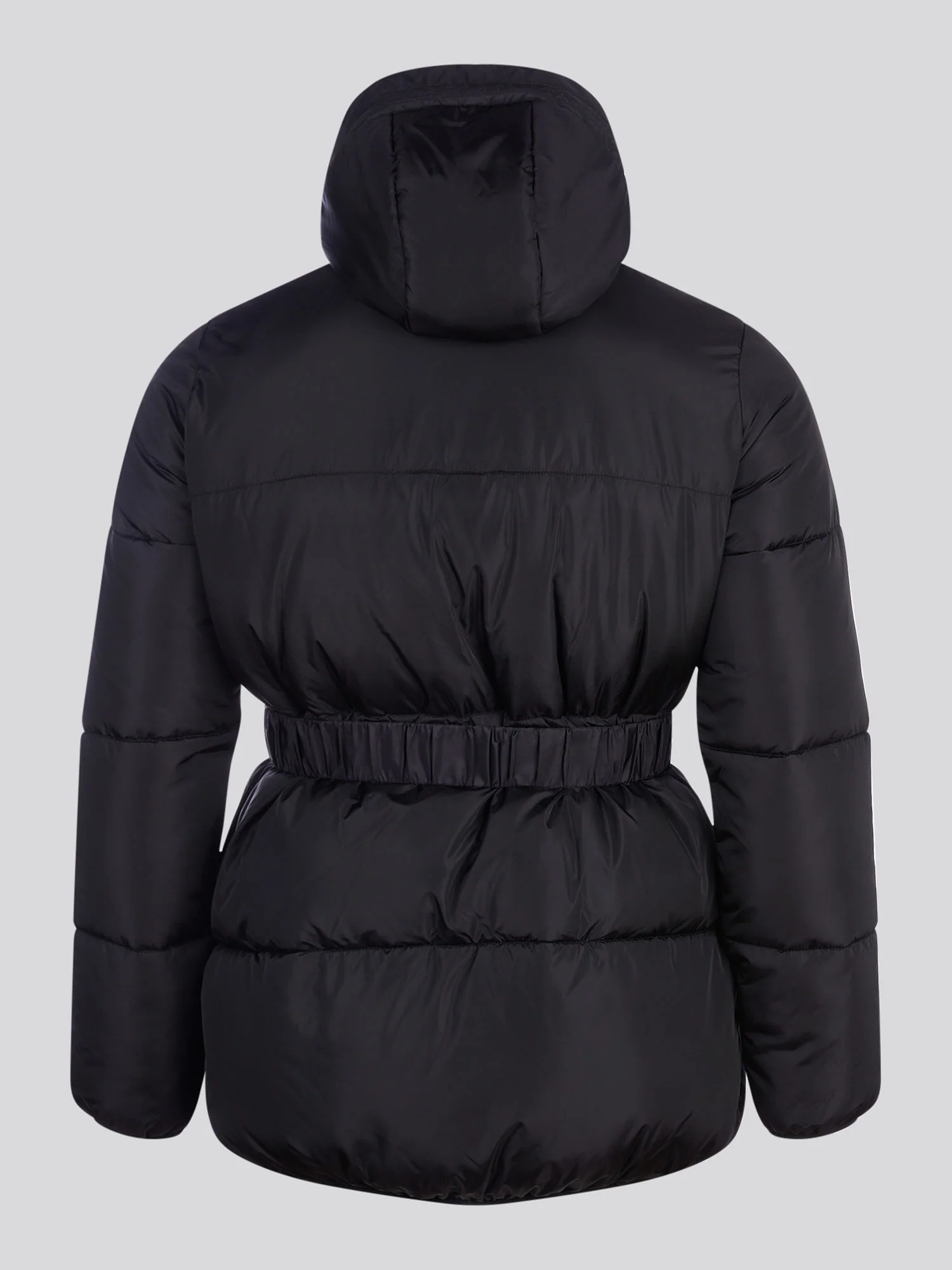 Womens Belted Puffer Jacket in Black - Image 8
