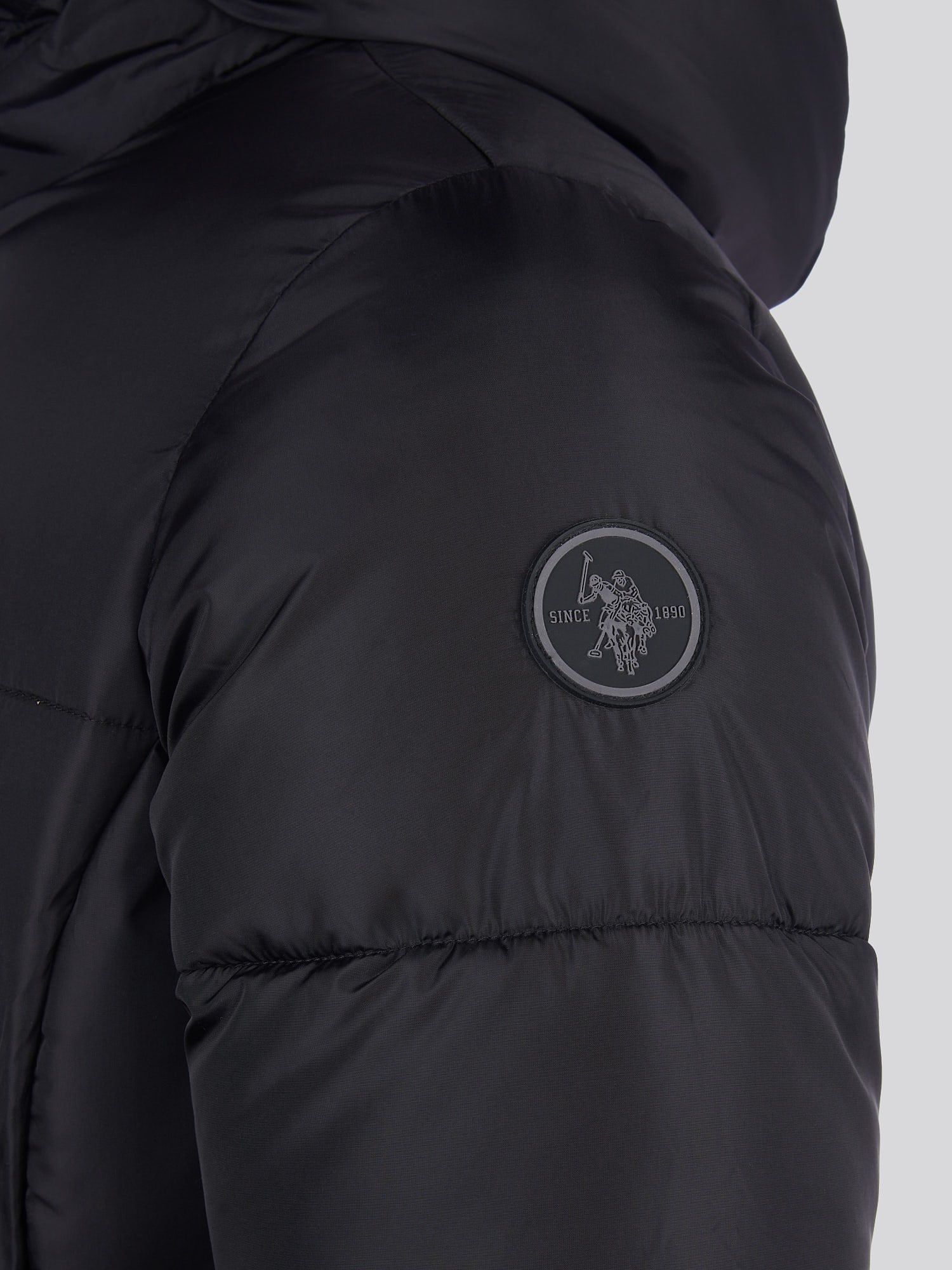 Womens Belted Puffer Jacket in Black - Image 9