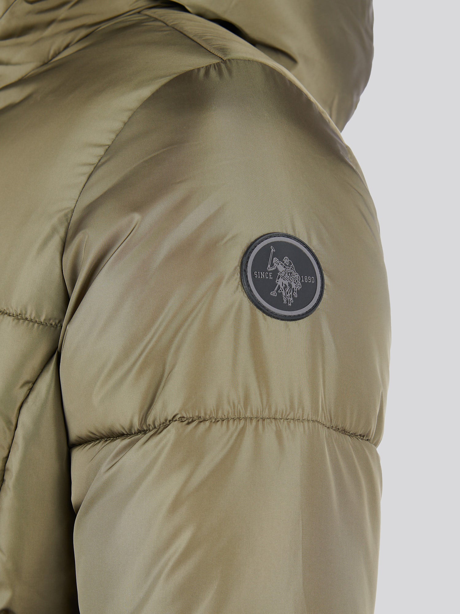 Womens Belted Puffer Jacket in Kalamata Green - Image 10
