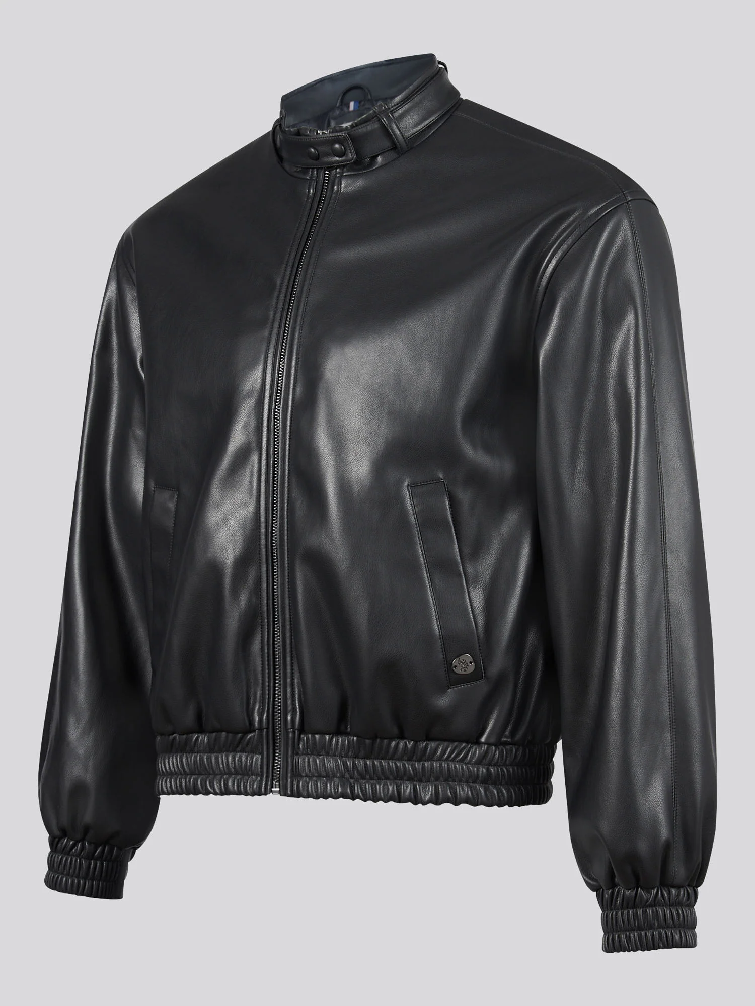 Womens Biker Bomber Jacket in Black - Image 2