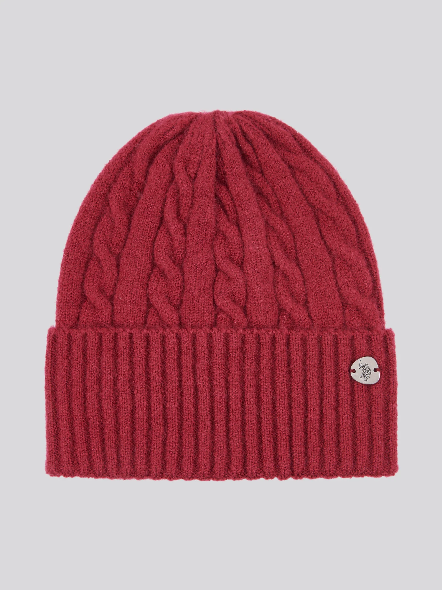 Womens Cable Beanie & Check Scarf Box Set in Beet Red - Image 2