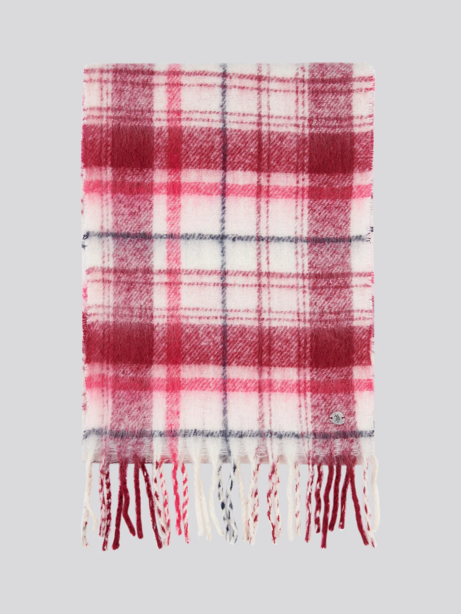 Womens Cable Beanie & Check Scarf Box Set in Beet Red - Image 3