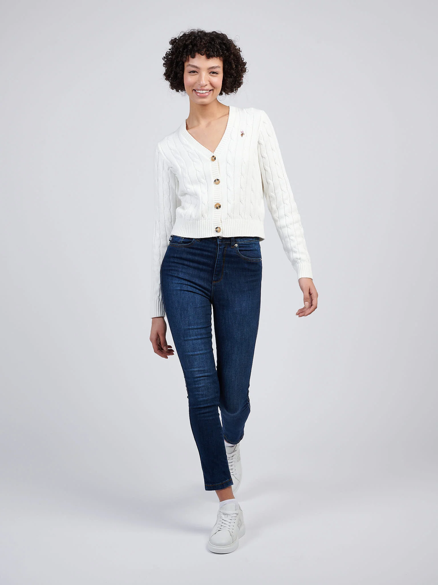 Womens Cable Knit Cardigan Marshmallow - Image 3