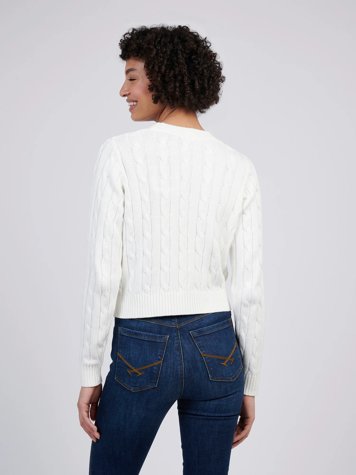 Womens Cable Knit Cardigan Marshmallow - Image 4