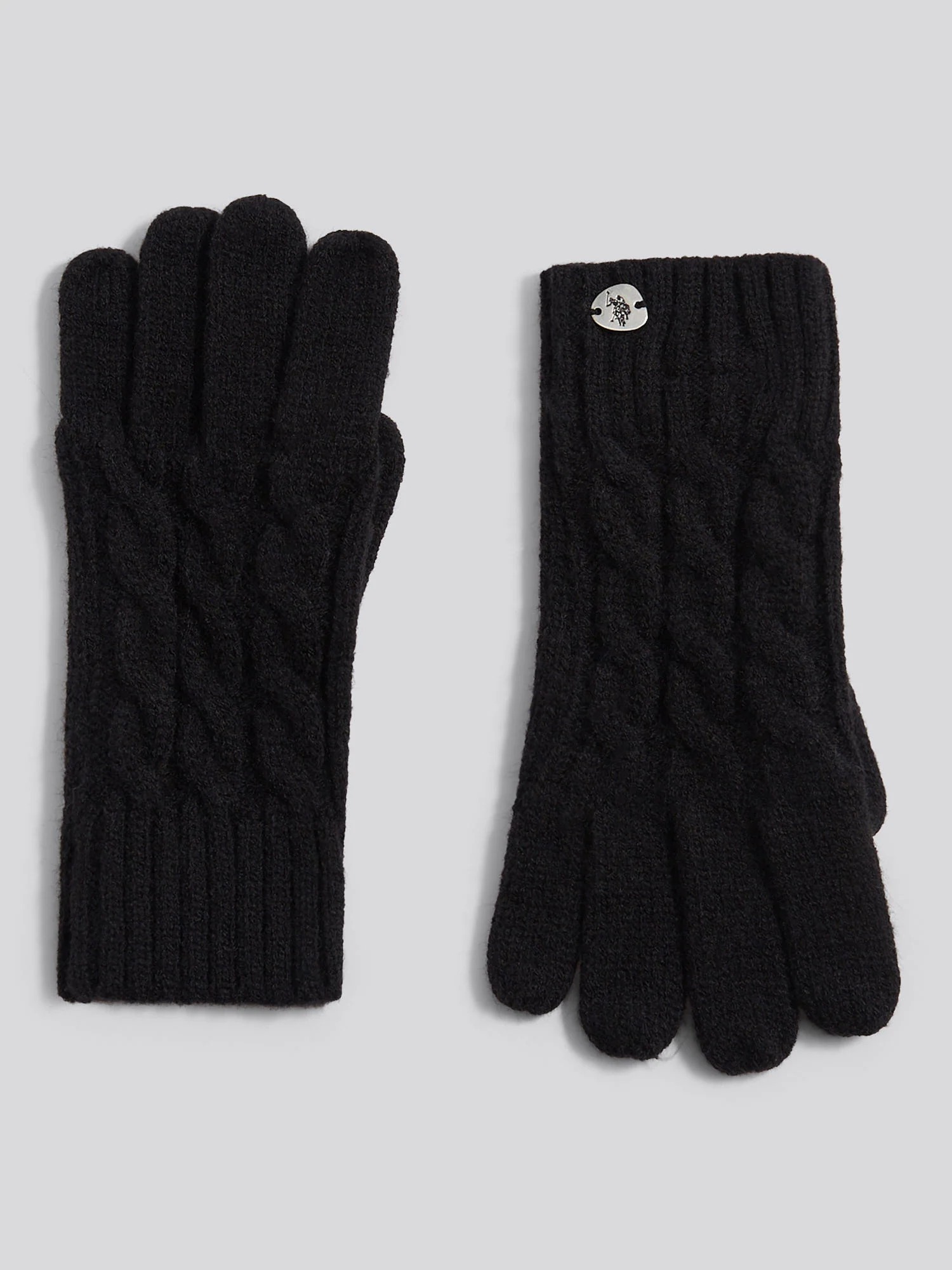 Womens Cable Knit Glove in Black - Image 2