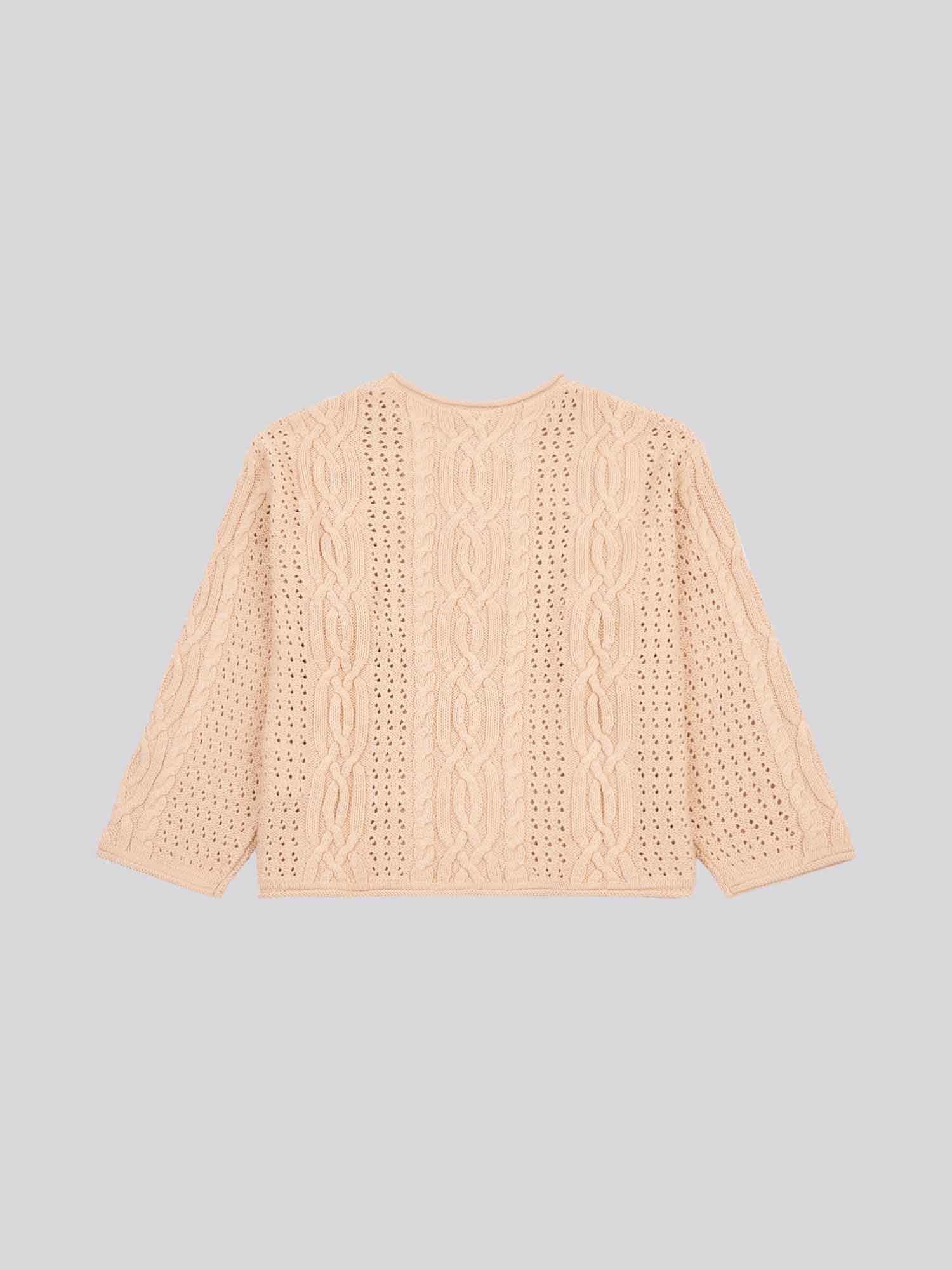 Womens Chunky Cable Open Knit Jumper in Smoke Gray - Image 6