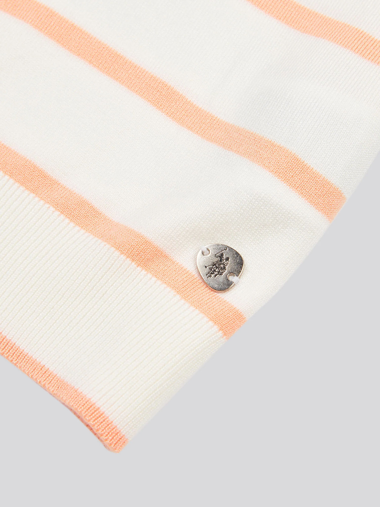 Womens Colour Block Stripe Short Sleeve Jumper in Peach Nectar - Image 7