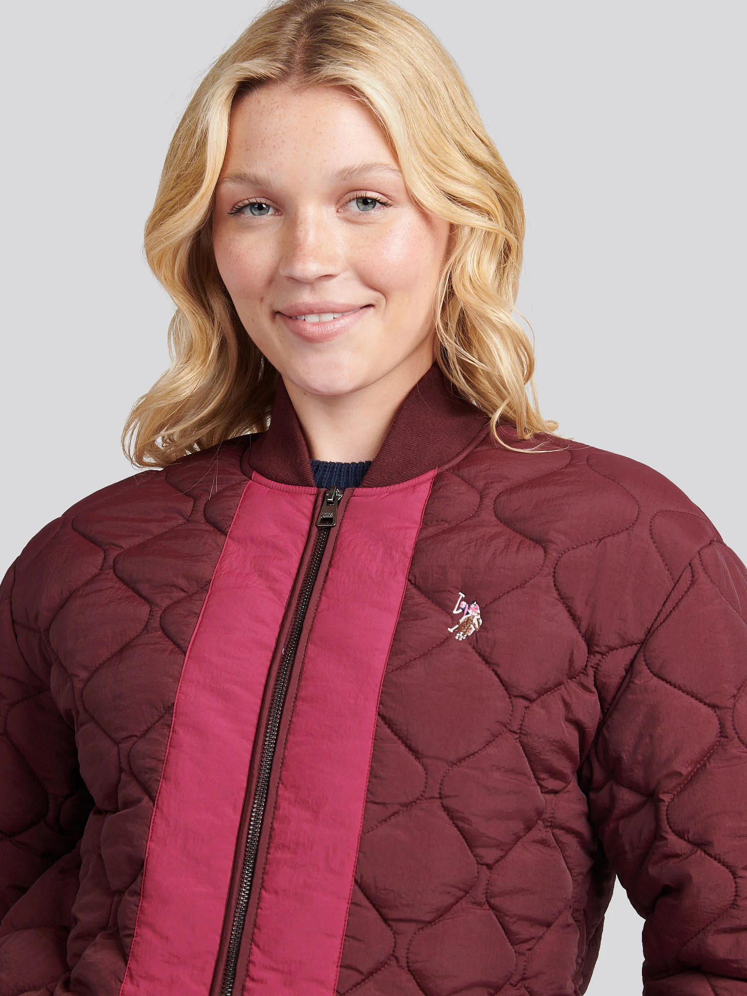 Womens Contrast Bomber Jacket in Fig - Image 2
