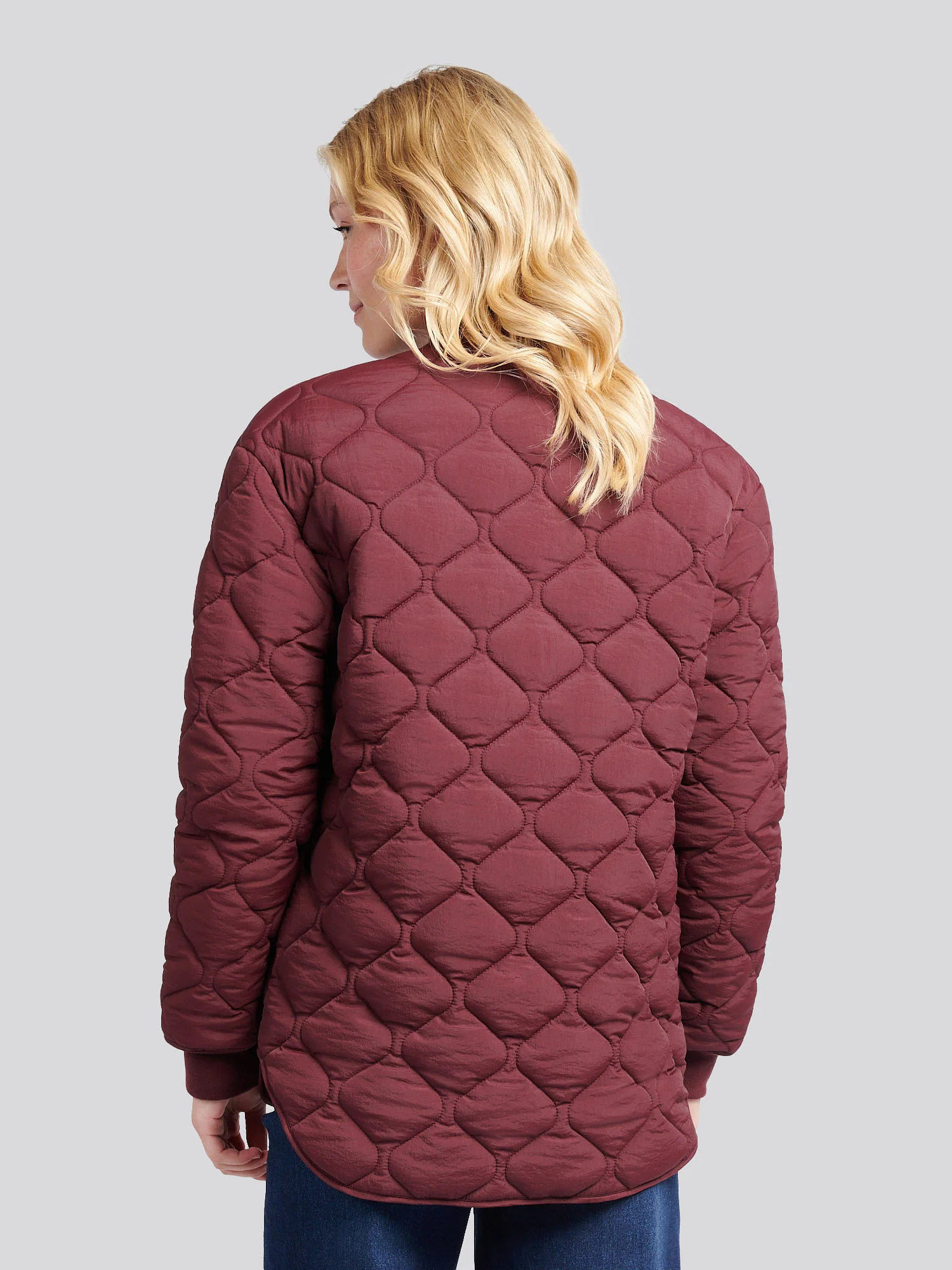 Womens Contrast Bomber Jacket in Fig - Image 4