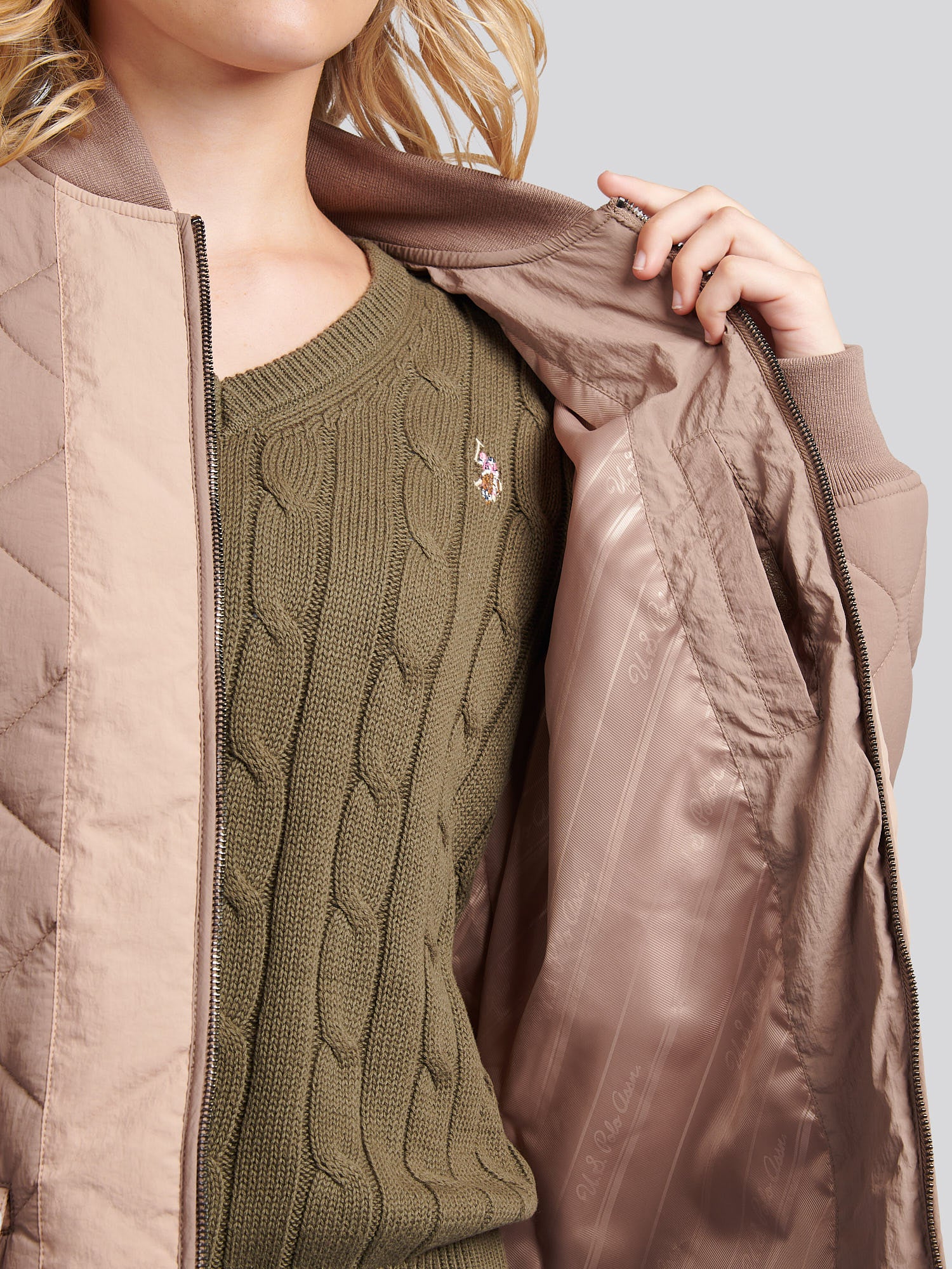 Womens Contrast Bomber Jacket in Leafless Tree - Image 5