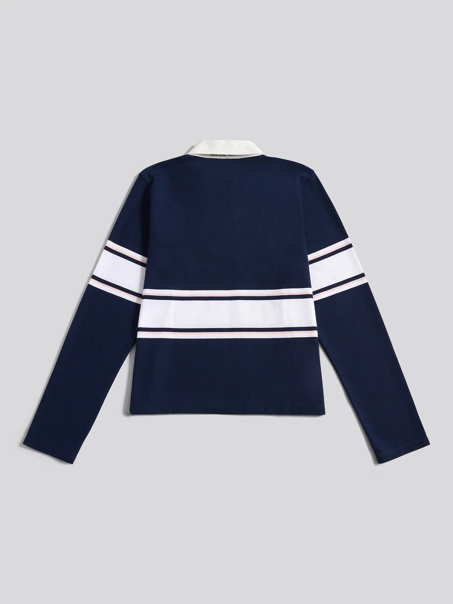 Womens Contrast Collar Stripe Rugby Top in Navy Iris - Image 7