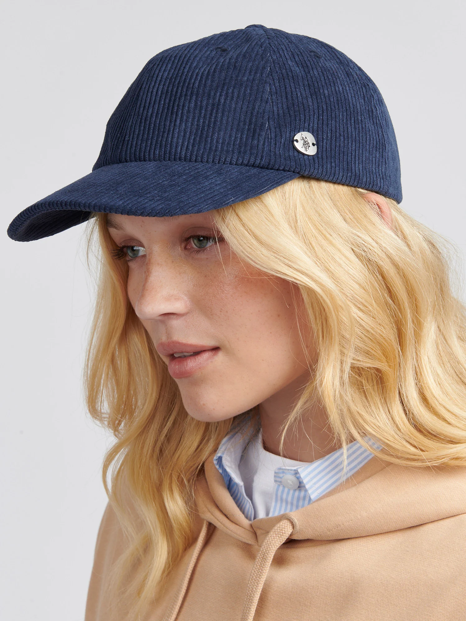 Womens Corduroy Casual Cap in Navy Iris - Image 2