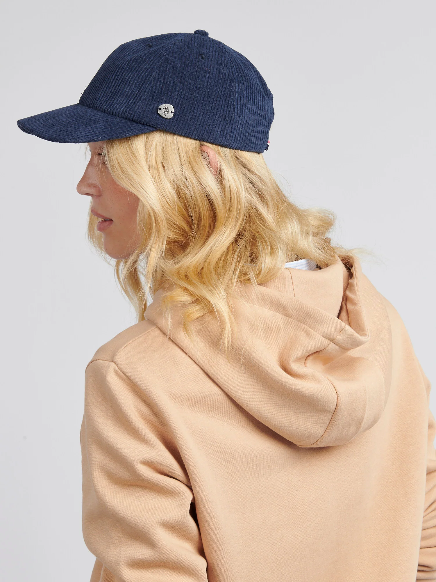 Womens Corduroy Casual Cap in Navy Iris - Image 3
